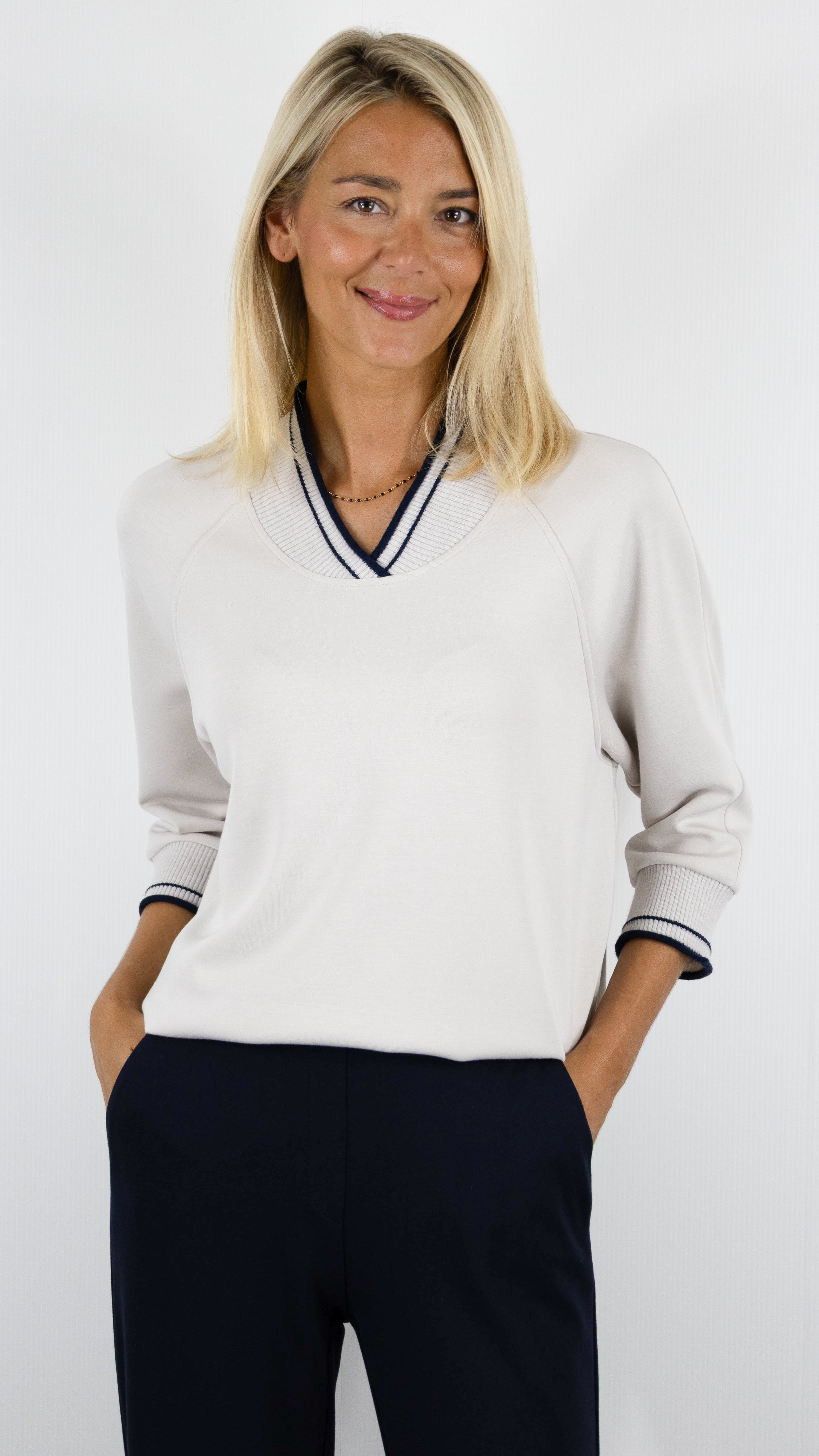 SWEAT GANSE MANCHES 3/4 POUR FEMME GREIGE LEBEK 16241062