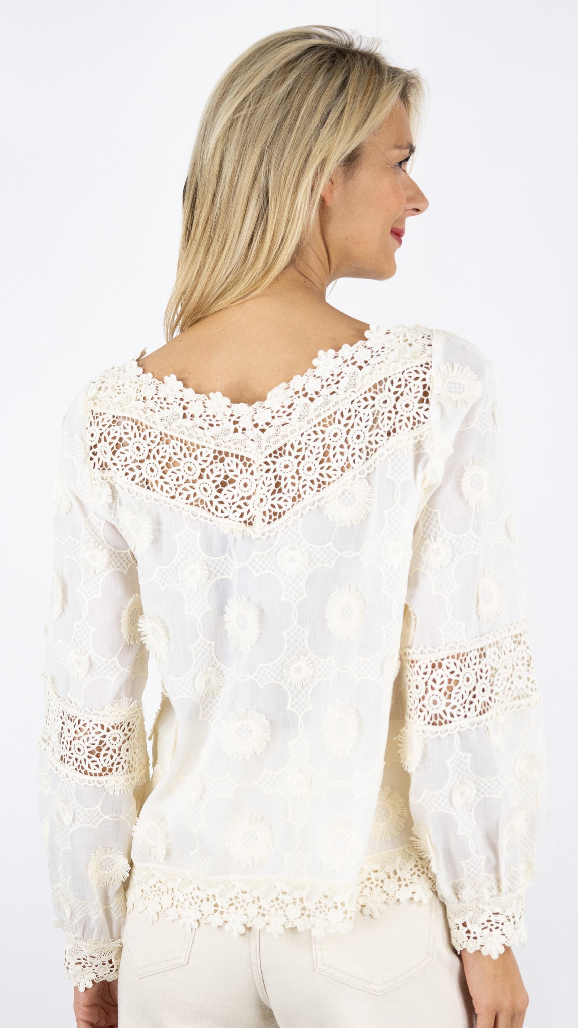 BLOUSE EN DENTELLE ECRUE CAROLINE BISS 1694