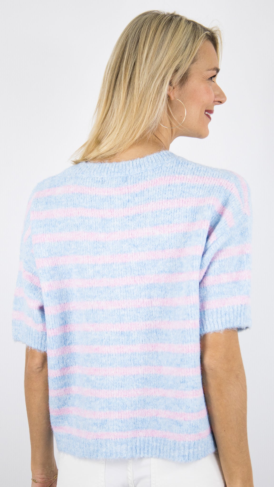 GILET RAYE BLEU MANCHES COURTES FEMME SEASON 16G307