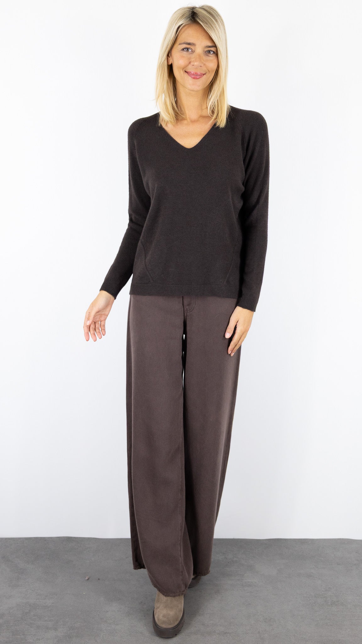 PULL COL V AMPLE 17032 MAX ET ENJOY#color_MARRON