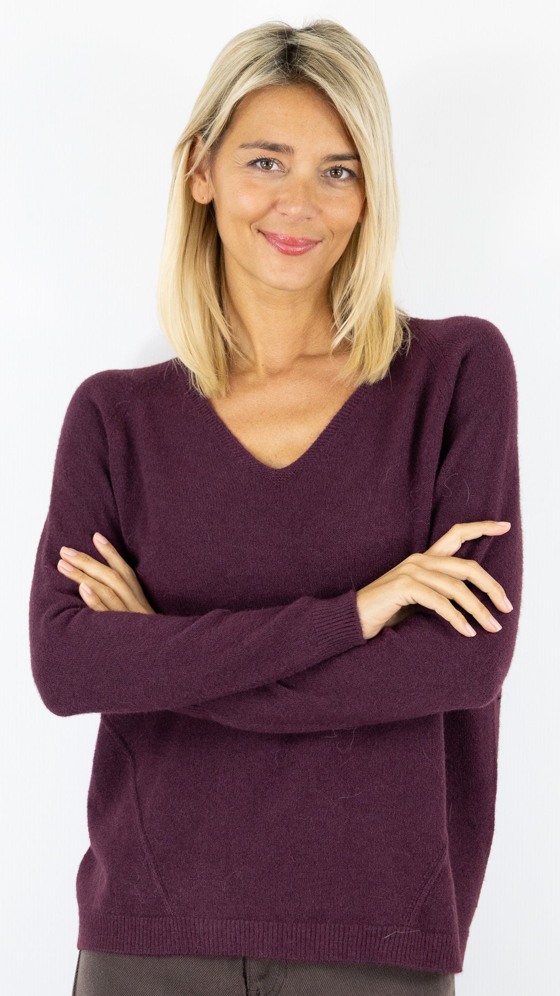 PULL COL V AMPLE 17032 MAX ET ENJOY#color_PRUGNAC/PRUNE