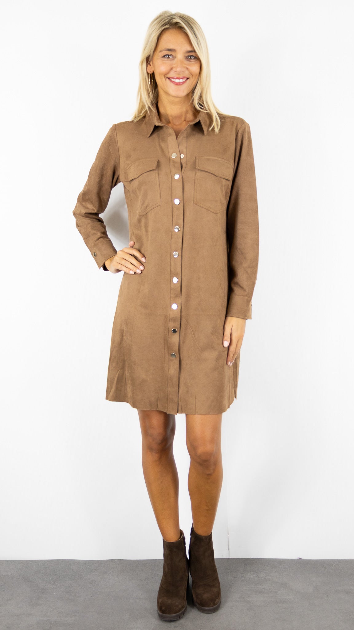 ROBE CHEMISE EN SUEDINE CAMEL BETTY BARCLAY 1763/1673