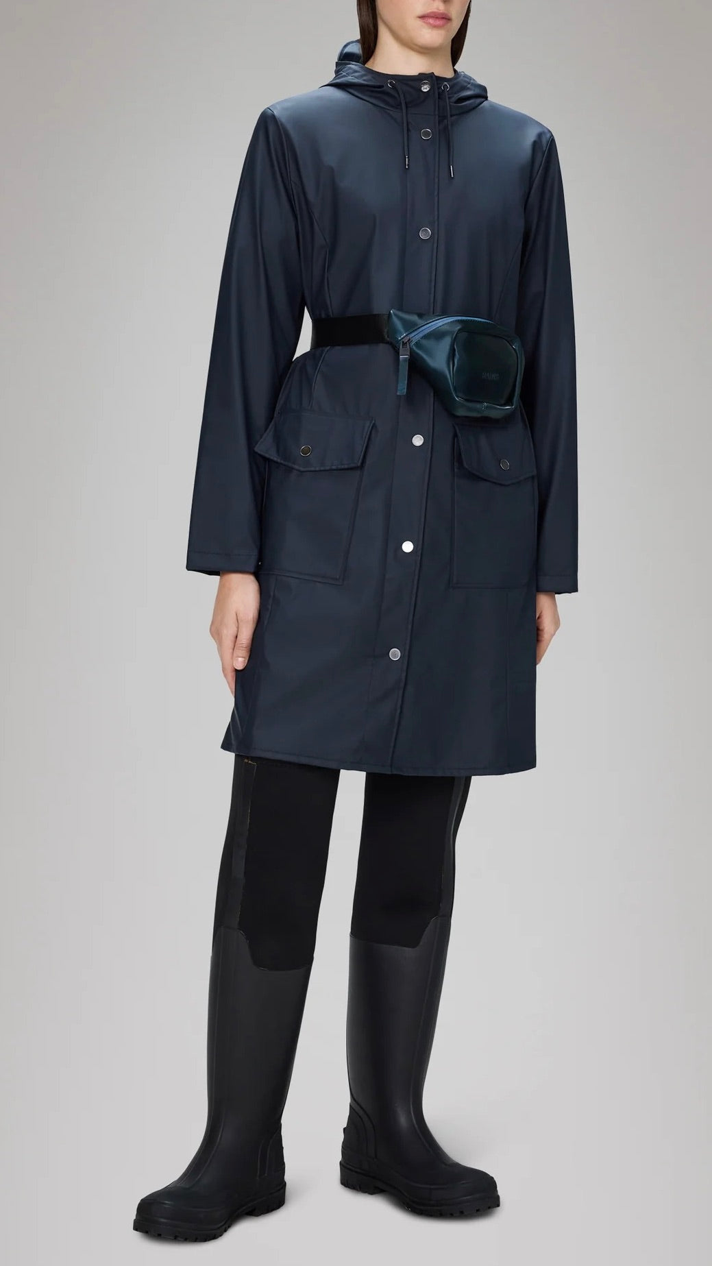 PARKA EVASEE A CEINTURE IMPERMEABLE MARINE RAINS 18130/CURVE LONG JACKET 