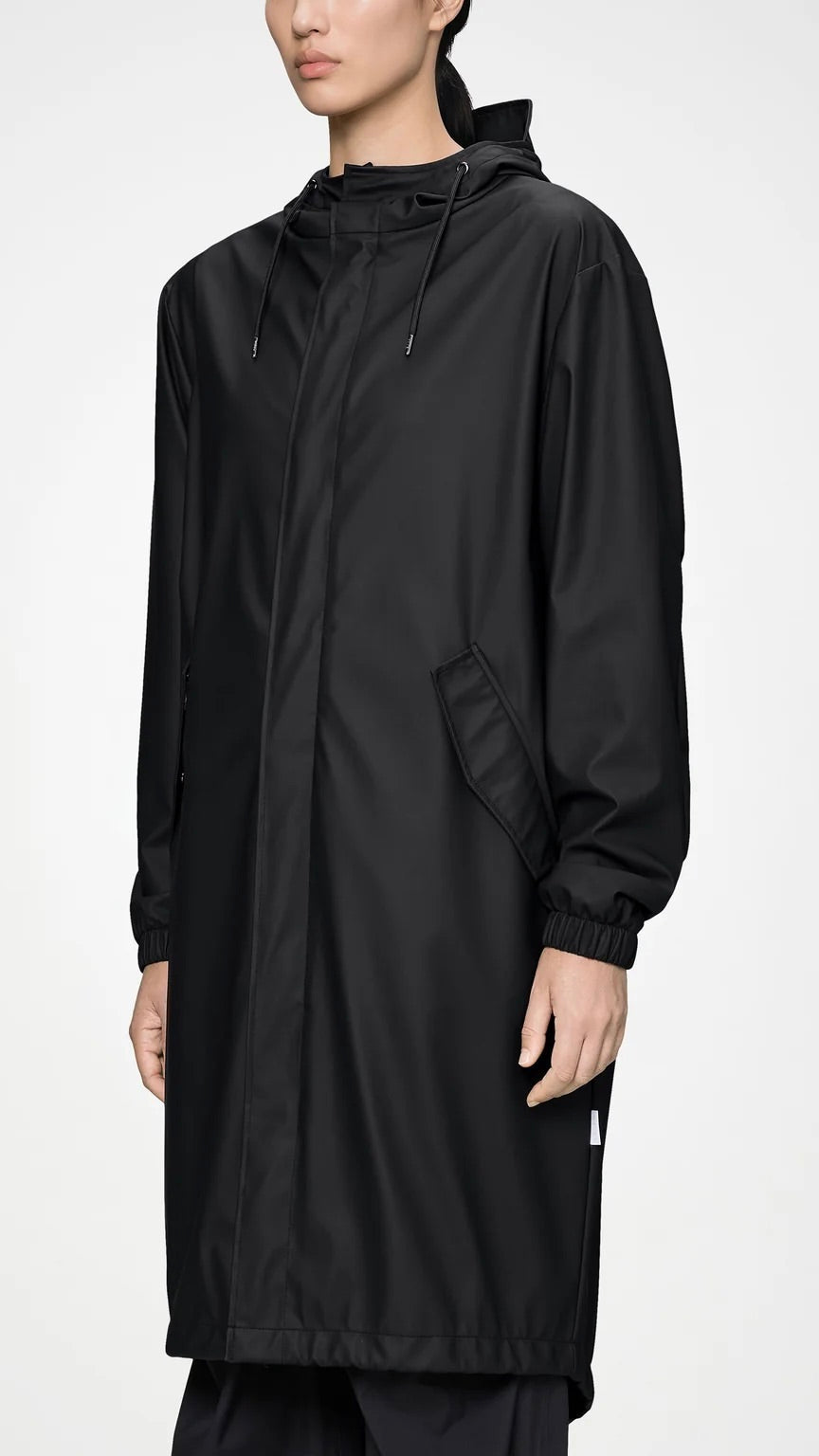PARKA LONGUE IMPERMEABLE QUEUE DE POISSON POUR FEMME RAINS 18140 FISHTAIL PARKA NOIRE