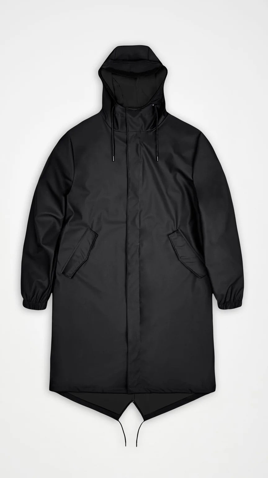 PARKA LONGUE IMPERMEABLE QUEUE DE POISSON POUR FEMME RAINS 18140 FISHTAIL PARKA NOIRE