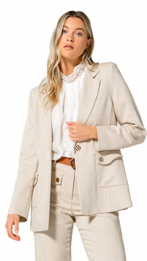 BLAZER SOUPLE EFFET FAUX LIN BEIGE CAROLINE BISS 1859 