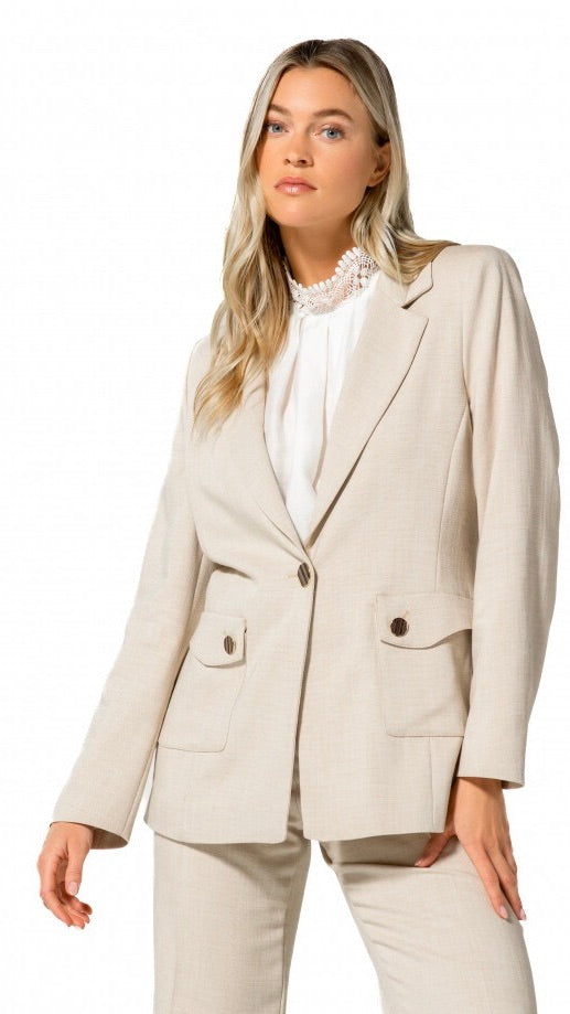 BLAZER SOUPLE EFFET FAUX LIN BEIGE CAROLINE BISS 1859 