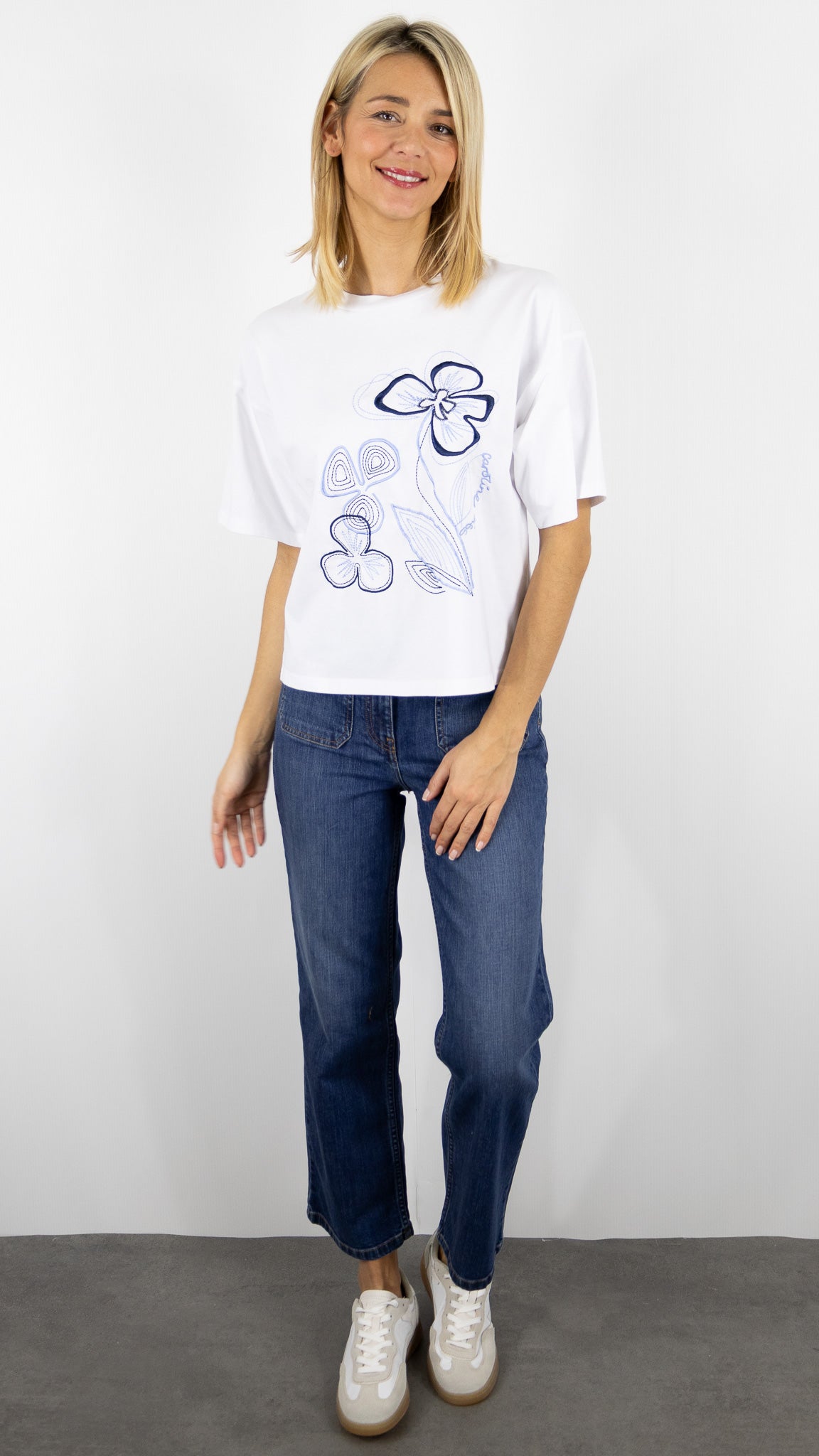 TEE-SHIRT DROIT BRODE EN COTON POUR FEMME  CAROLINE BISS 1902