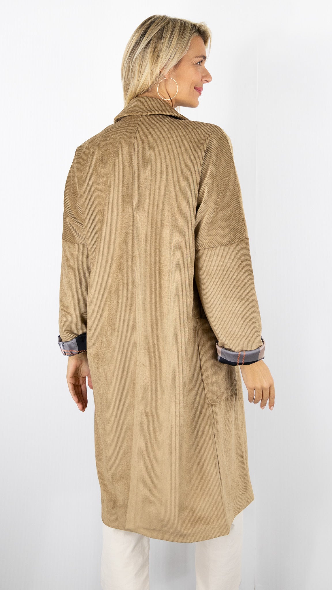 MANTEAU LONG EN VELOURS STUDIO PARISIEN 19039#COLOR_BRUN/CAMEL