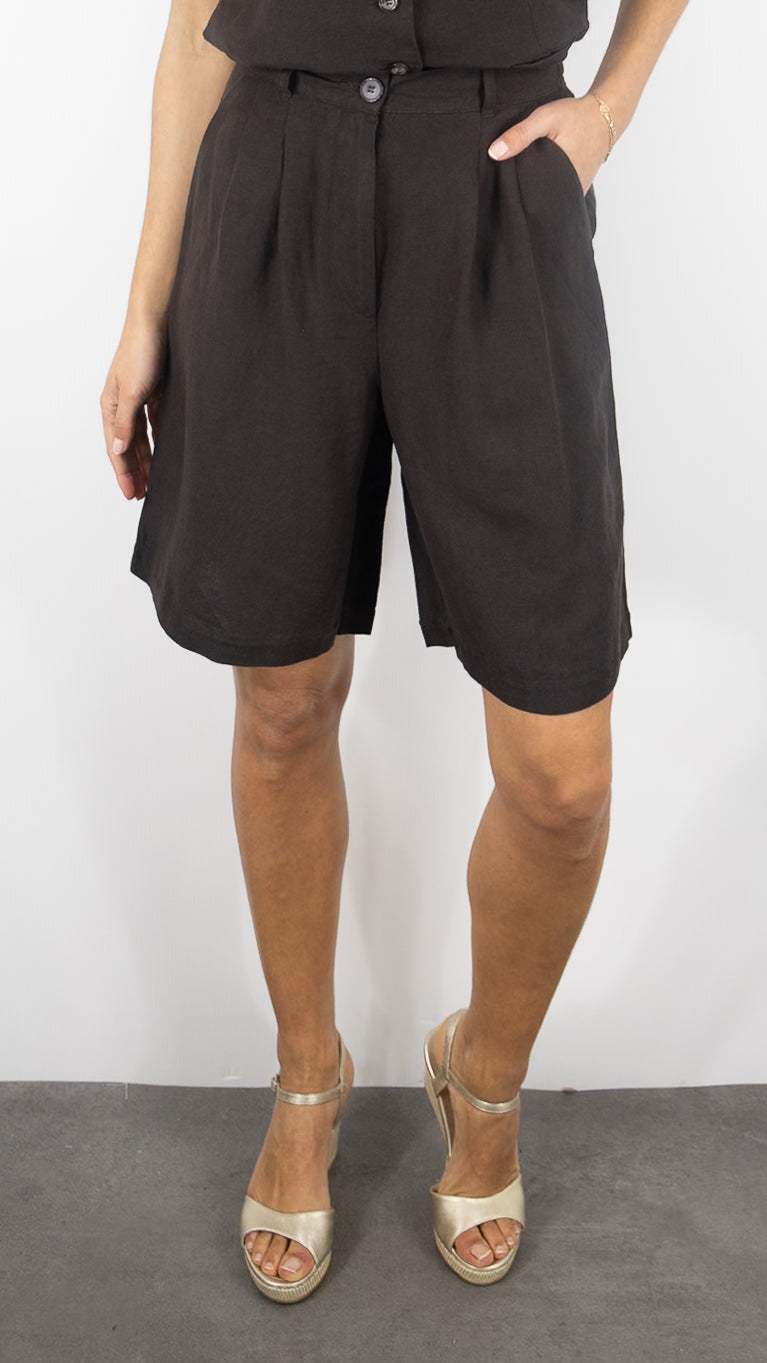 BERMUDA LARGE EN LIN POUR FEMME MARRON DES PETITS HAUTS TAHNIRI