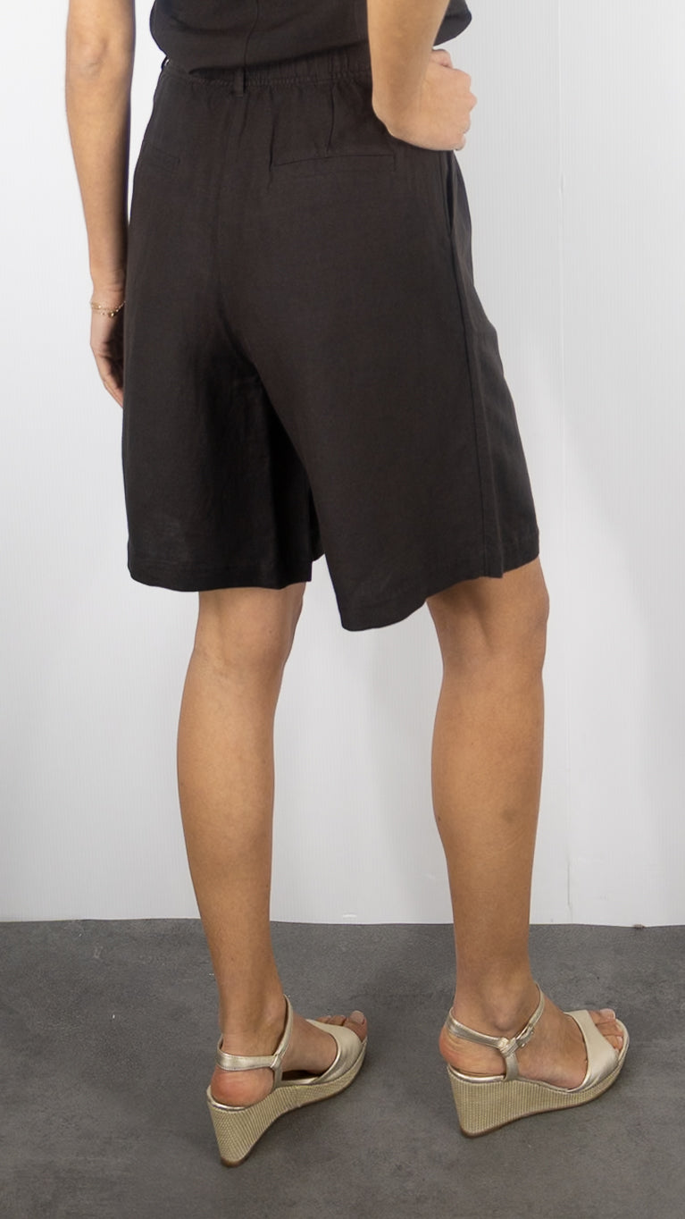 BERMUDA LARGE EN LIN POUR FEMME MARRON DES PETITS HAUTS TAHNIRI