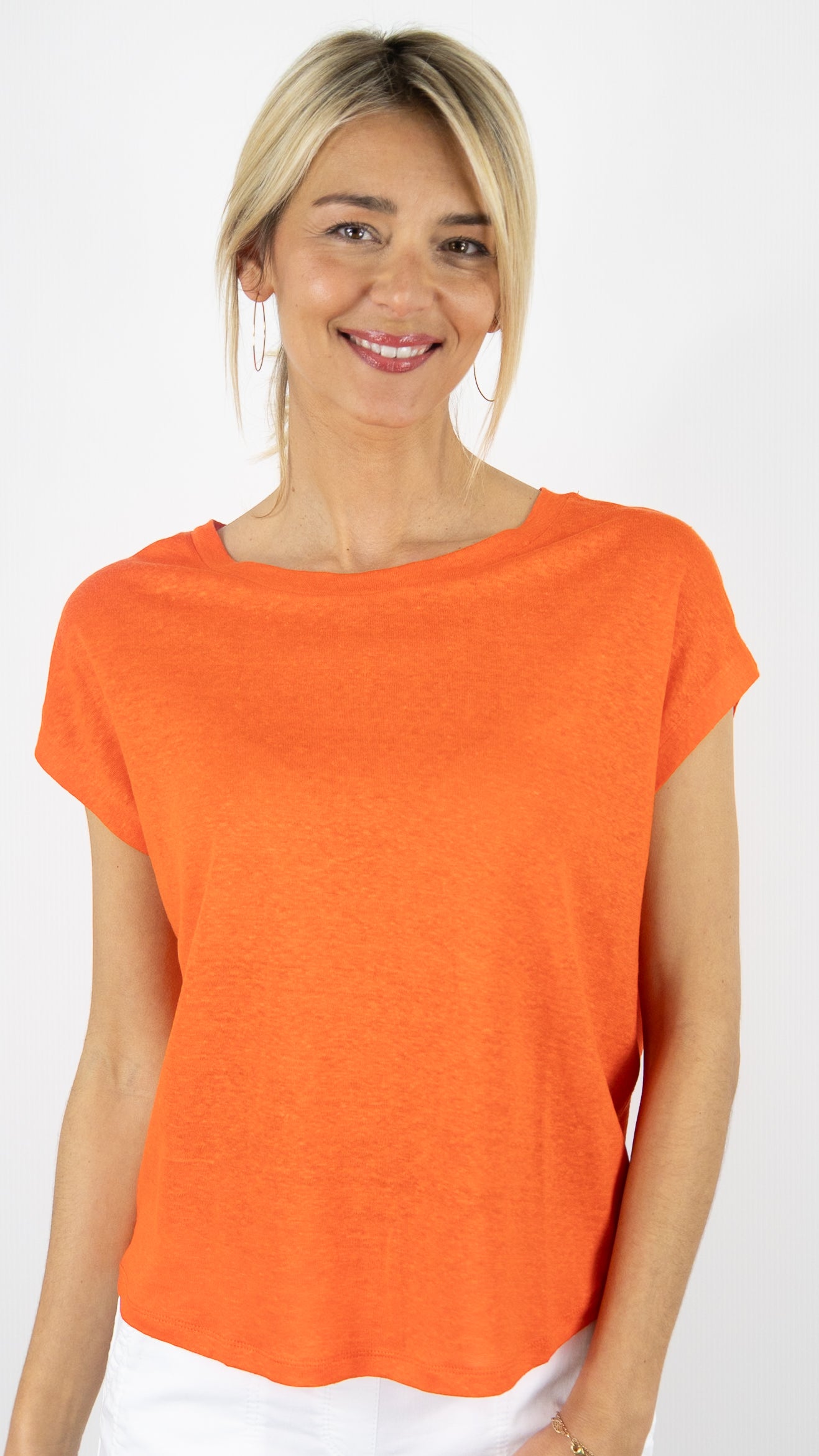 TEE-SHIRT EN LIN COL BATEAU NOT SHY ZOE#COLOR_ORANGE