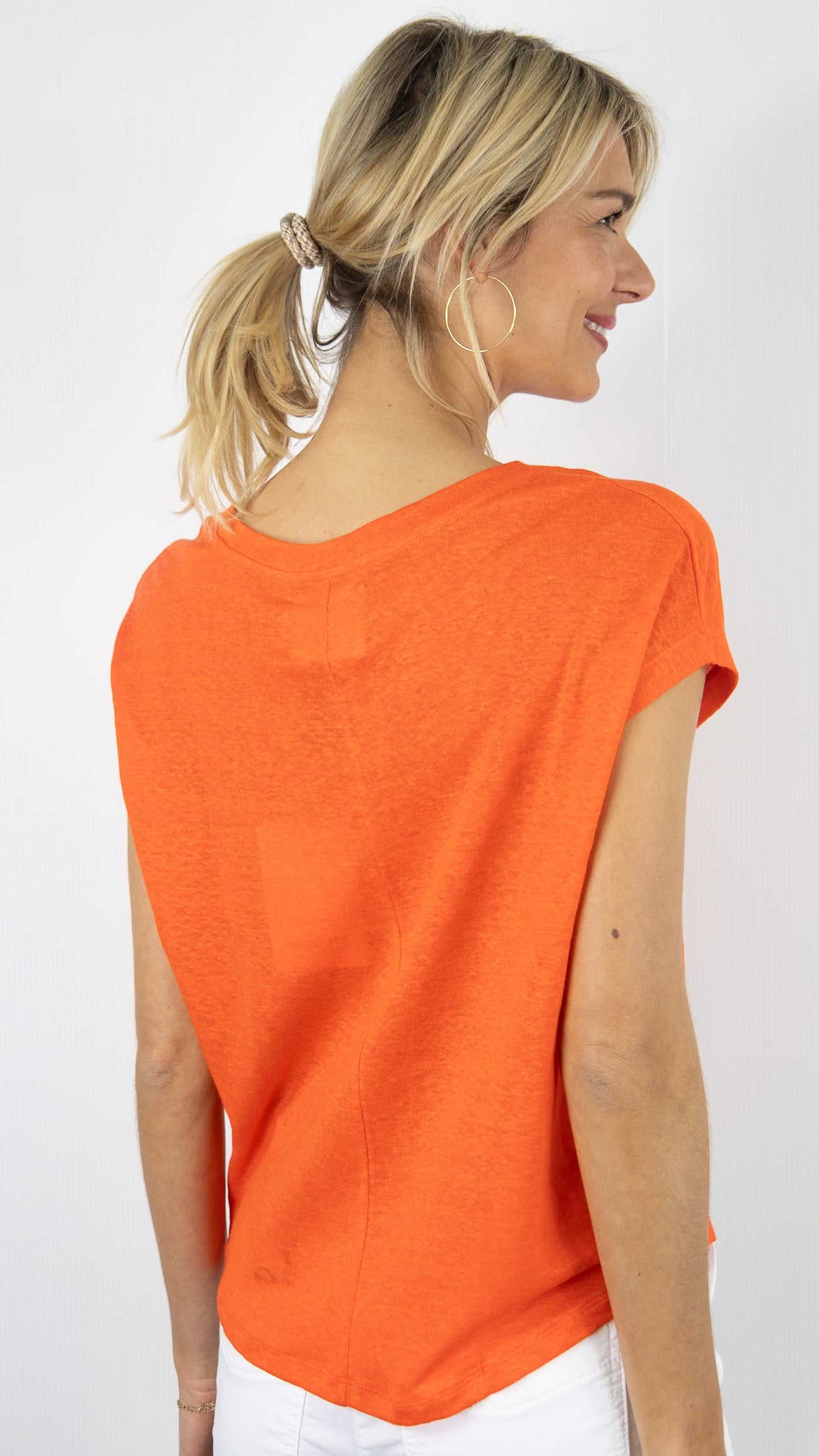 TEE-SHIRT EN LIN COL BATEAU NOT SHY ZOE#COLOR_ORANGE