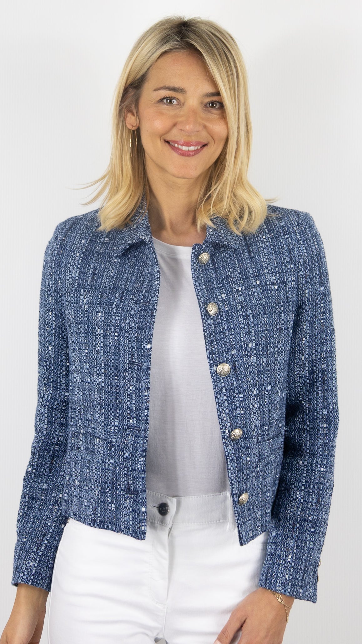 VESTE COURTE CHINEE LUREX INDIGO  GERARD DAREL TAHLIA