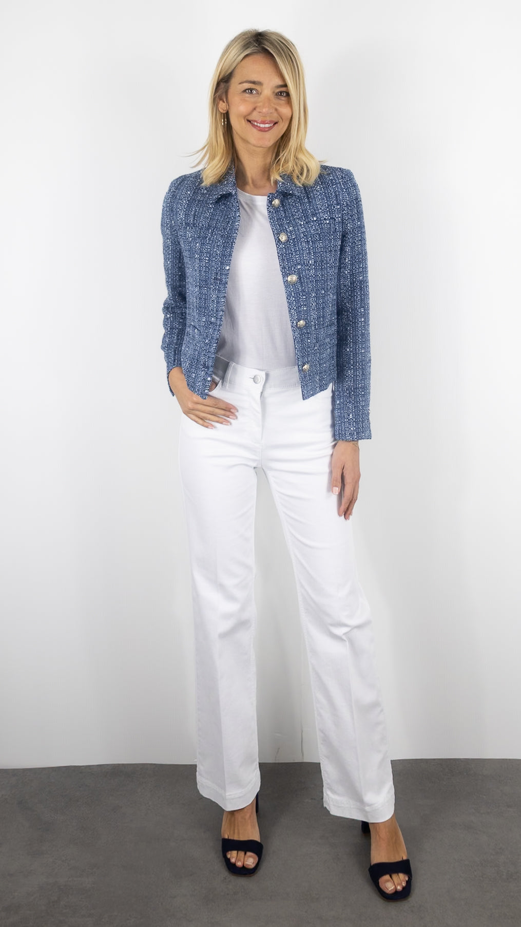 VESTE COURTE CHINEE LUREX INDIGO  GERARD DAREL TAHLIA