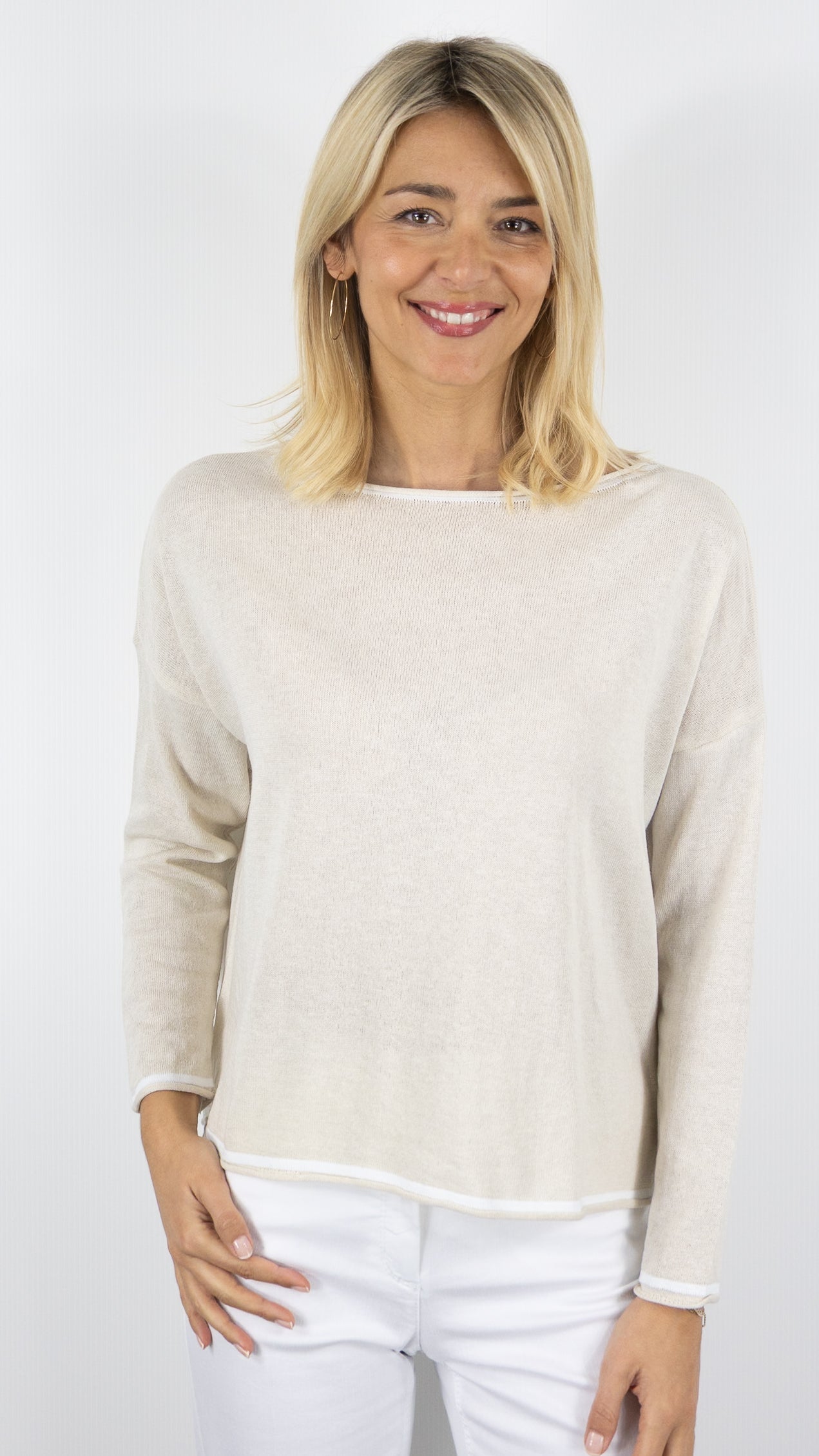 Pull col rond évasé Alexandre Laurent #COLOR_beige