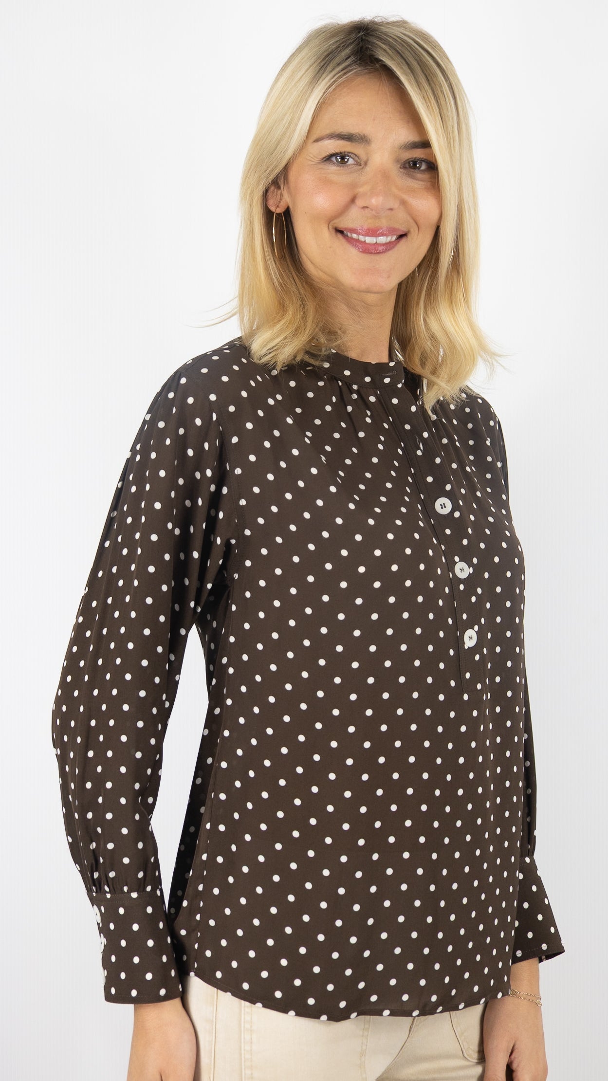 BLOUSE IMPRIME A POIS MARRON GERARD DAREL CAYANE