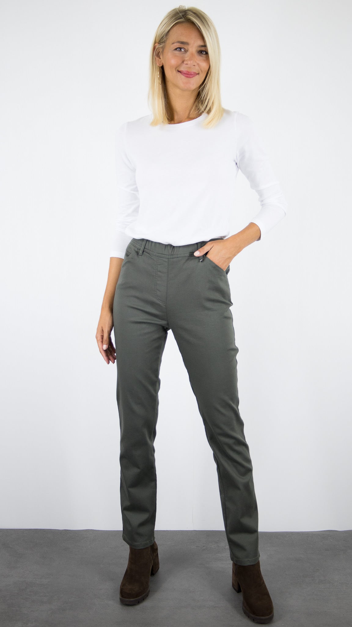JEANS DROIT TAILLE ELASTIQUE FEMME TONI ALICE 21-31 2800-78#COLOR_068/KAKI