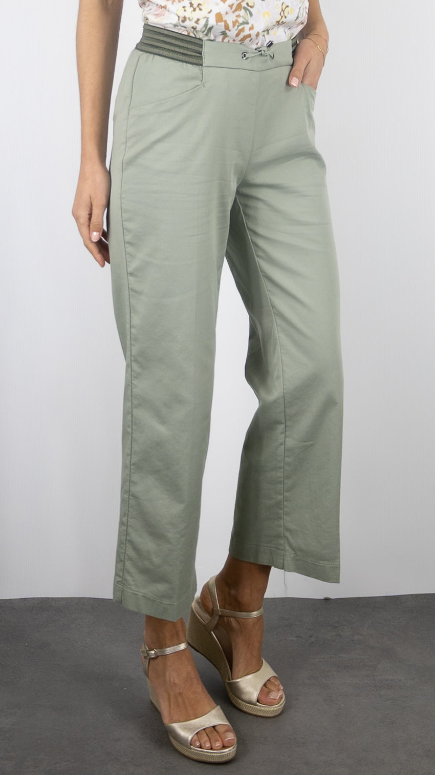 PANTALON LARGE 7/8 TAILLE ELASTIQUE FEMME TONI 21-76/1805-15 KAKI