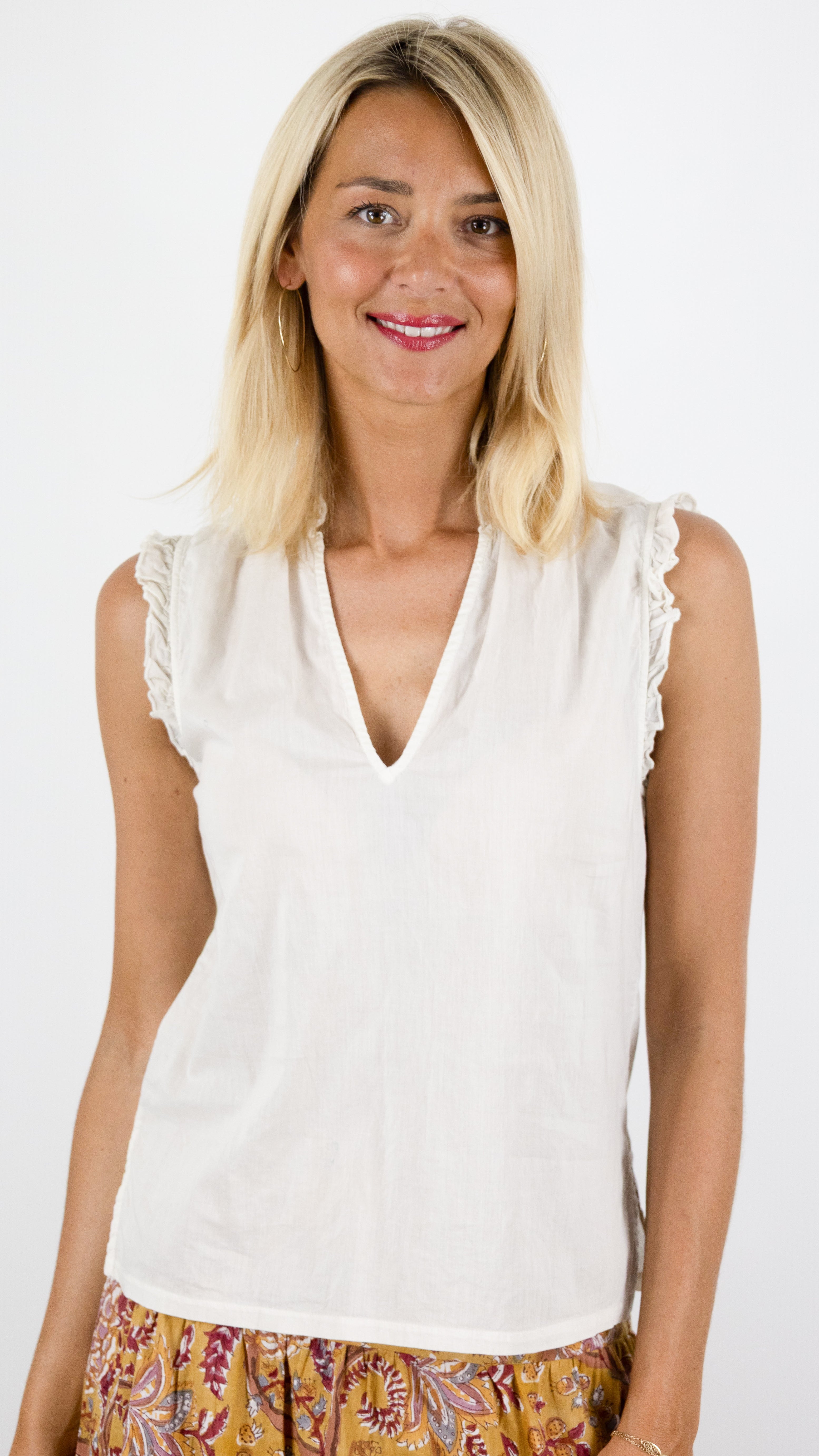 TOP V SANS MANCHES EN COTON COLORES 2117.00#COLOR_2314/BIRCH ECRU