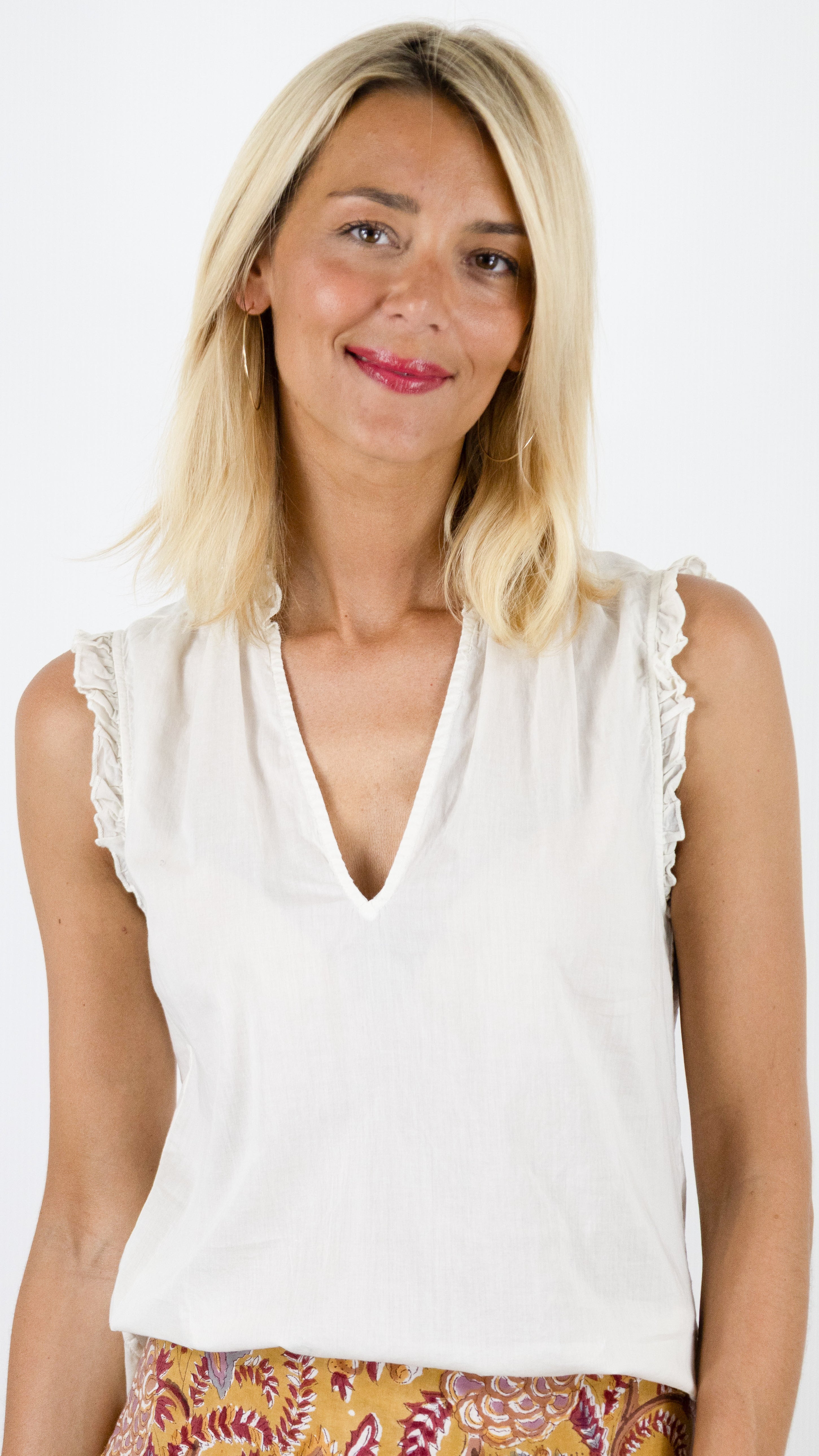 TOP V SANS MANCHES EN COTON COLORES 2117.00#COLOR_2314/BIRCH ECRU