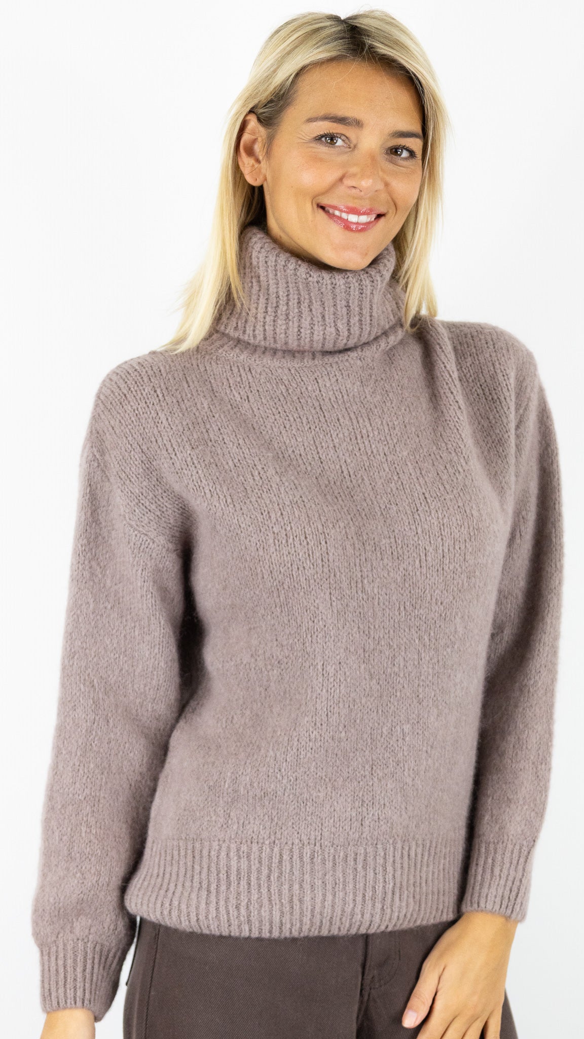 PULL COL ROULE 21172 NAIS TAUPE