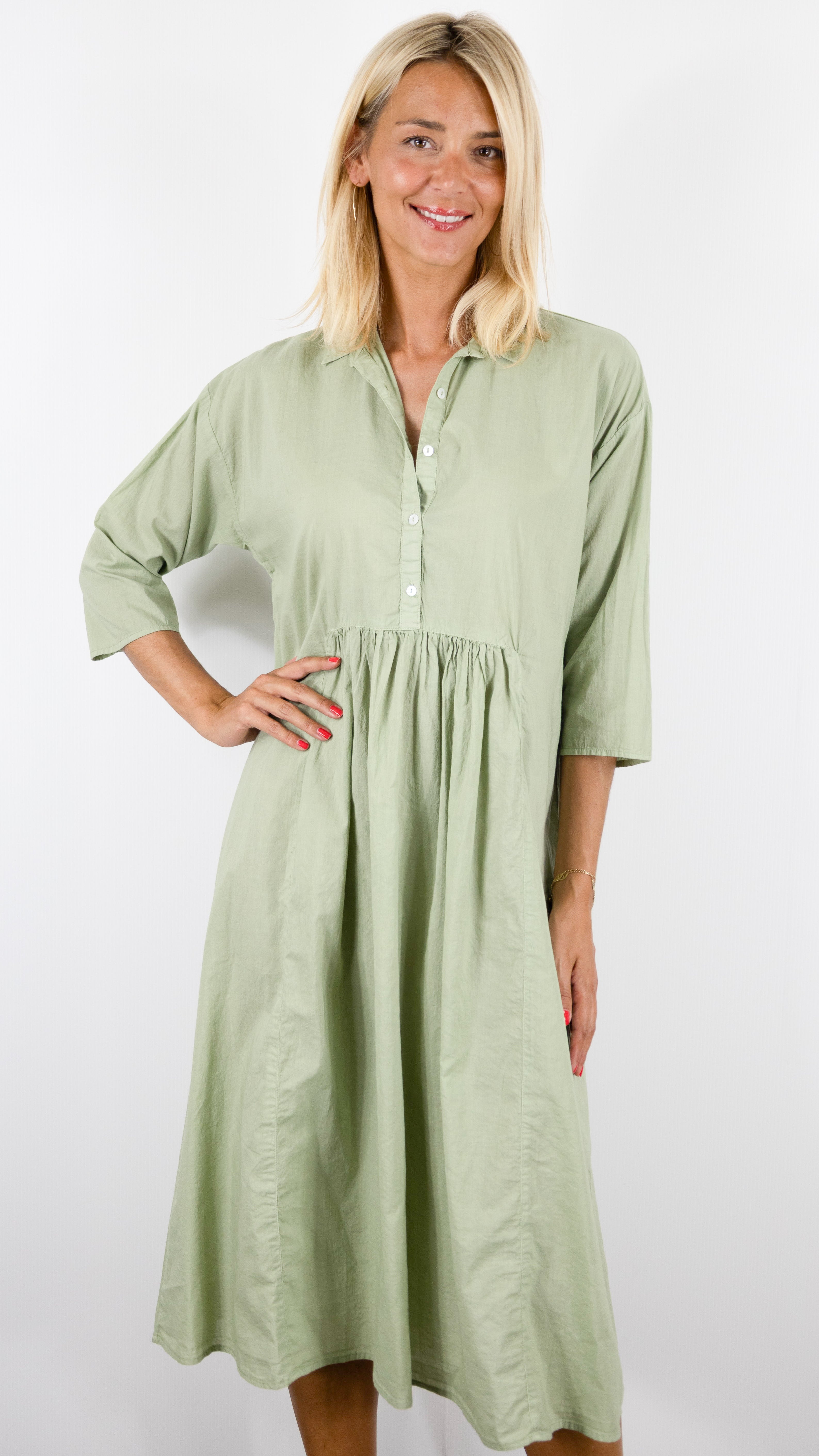 ROBE CHEMISE EVASEE EN COTON COLORES 2237.00#COLOR_2351/TEA