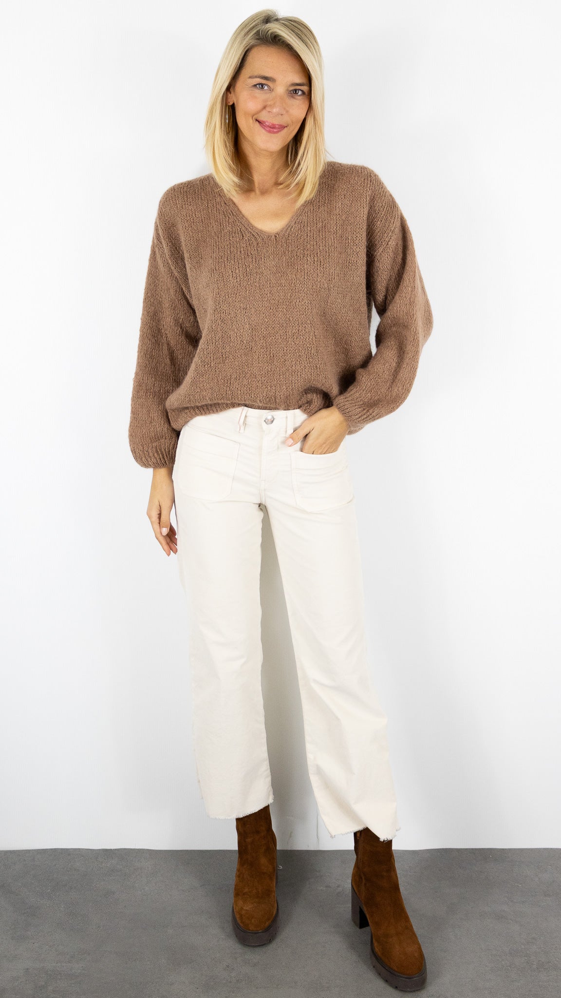 PULL AMPLE ENCOLURE V FEMME 2284 MAELYS CAMEL