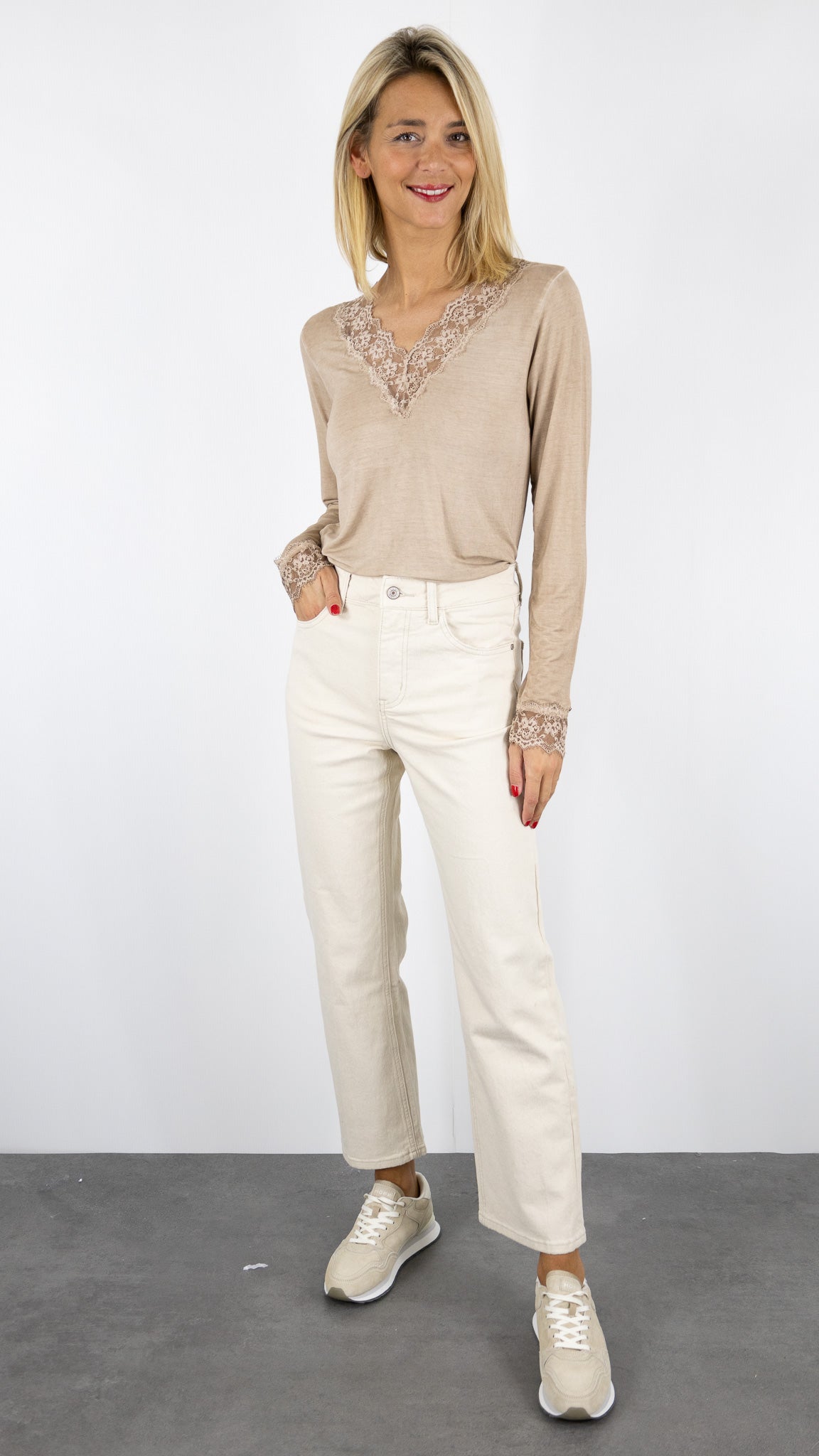 JEANS DROIT TAILLE HAUTE ORAIJE SOLANGE BEIGE NATUREL