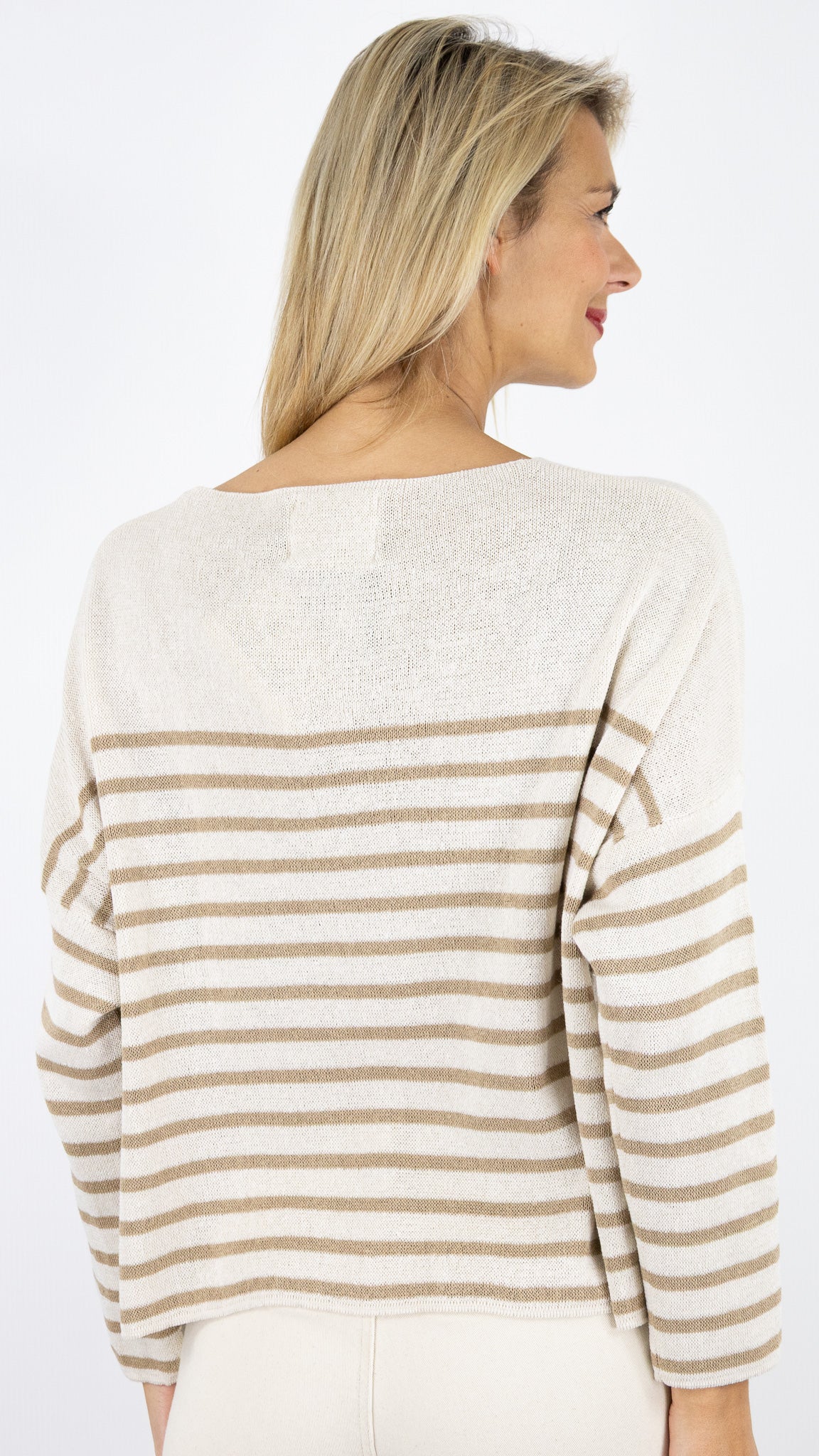 PULL MARINIERE MARINE BLANC STUDIO PARISIEN 23136#COLOR_BEIGE/CAMEL