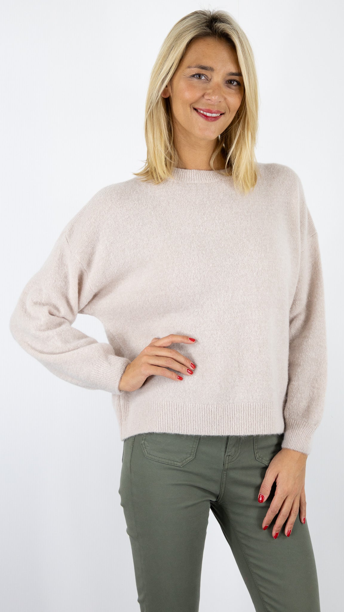 PULL COL ROND EVASE EN BABY ALPAGA NAIS 23197#COLOR_BEIGE