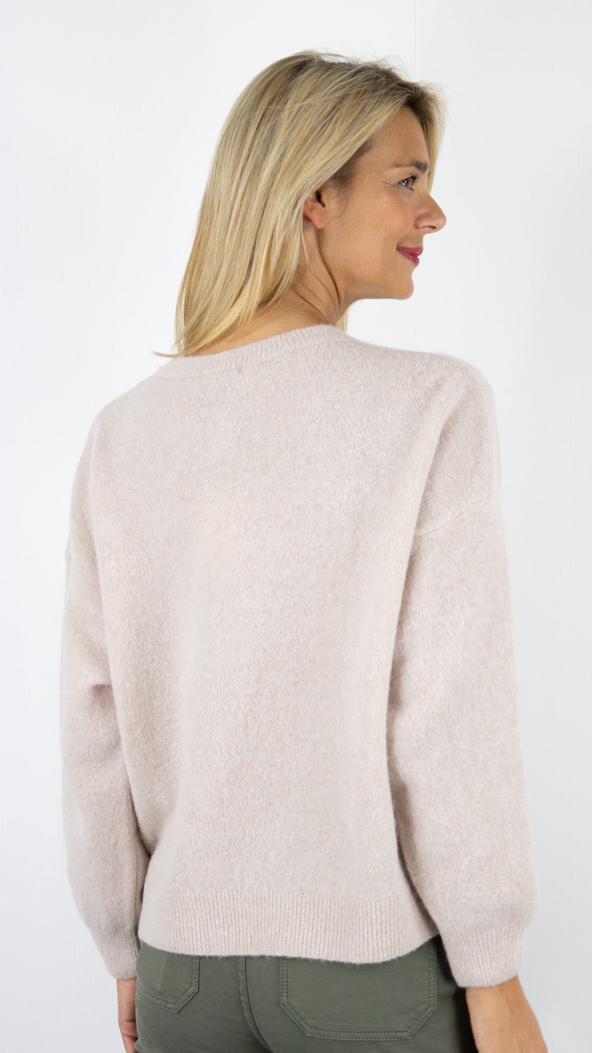 PULL COL ROND EVASE EN BABY ALPAGA NAIS 23197#COLOR_BEIGE