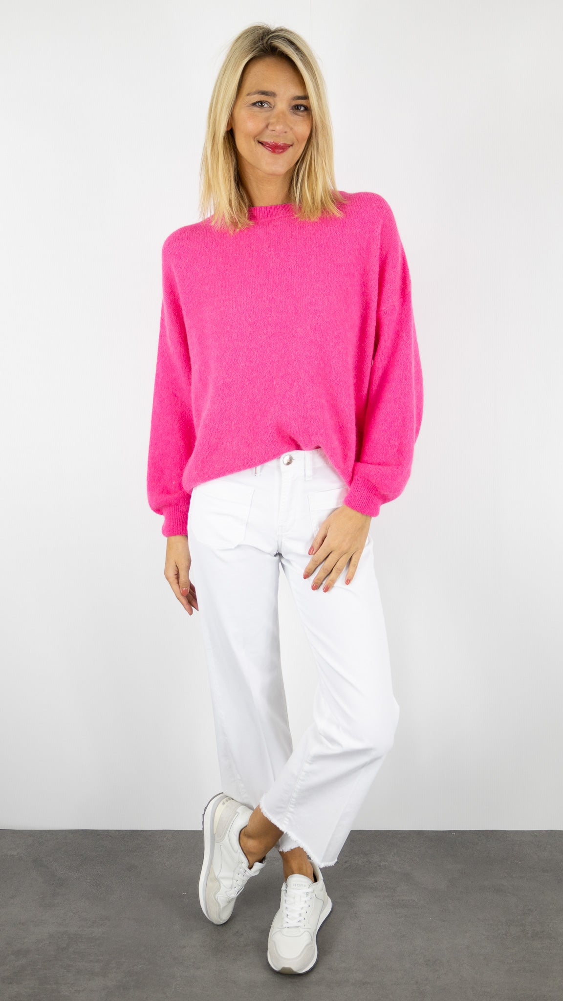 PULL COL ROND EVASE EN BABY ALPAGA NAIS 23197#COLOR_FUSHIA