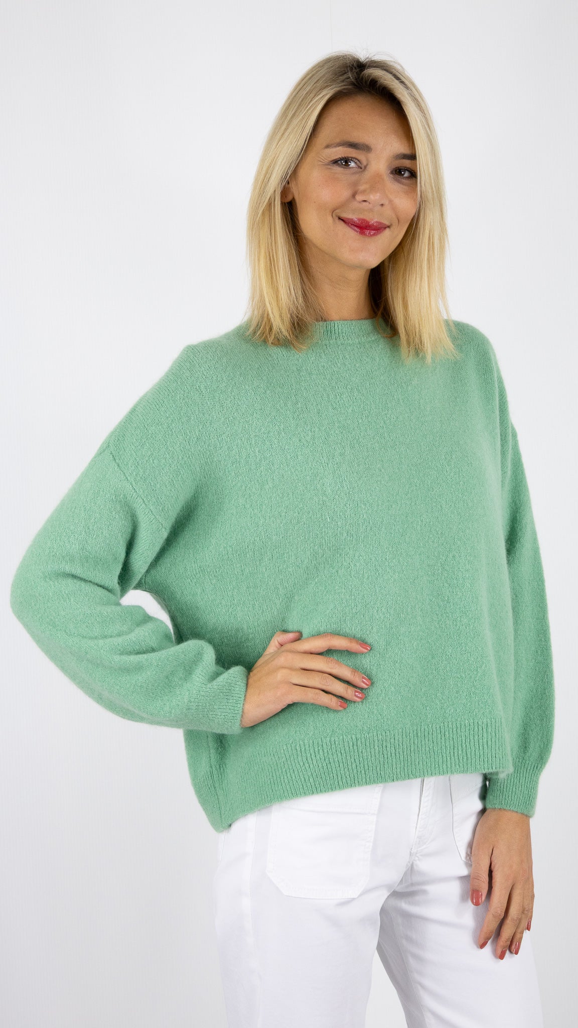 PULL COL ROND EVASE EN BABY ALPAGA NAIS 23197#COLOR_MENTHE