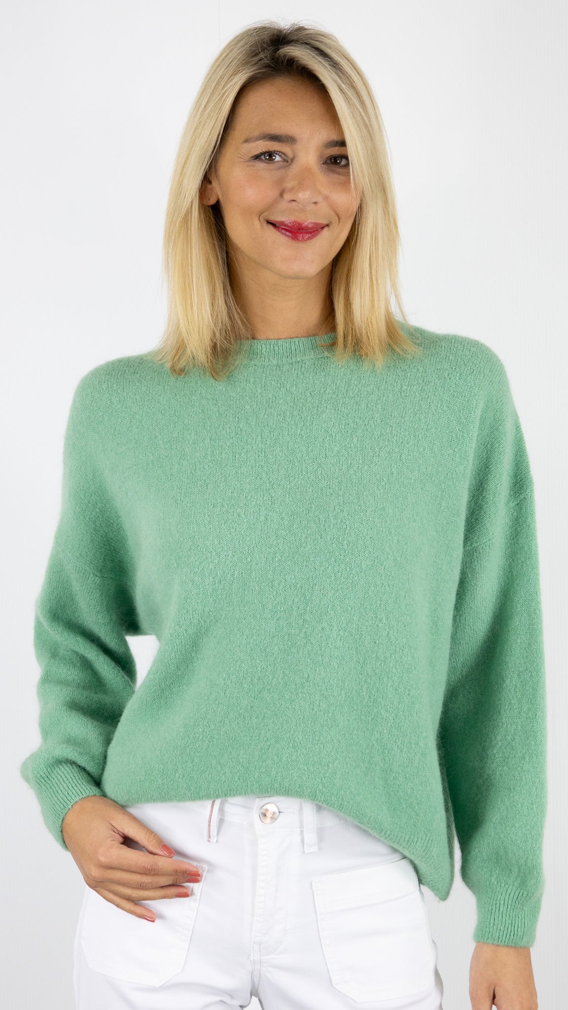 PULL COL ROND EVASE EN BABY ALPAGA NAIS 23197#COLOR_MENTHE