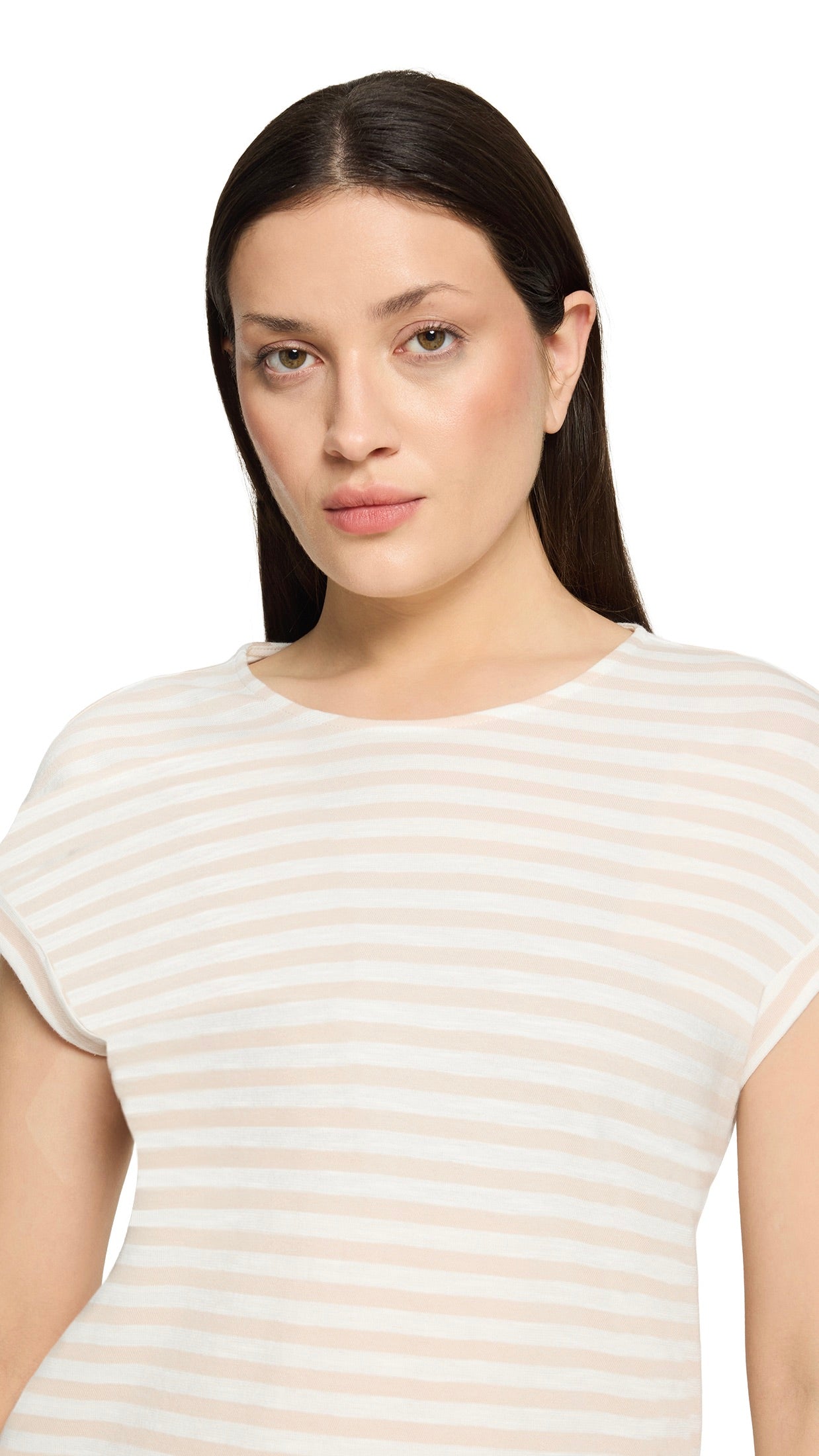 TEE-SHIRT MARINIERE EN COTON CREME BEIGE  BETTY AND CO 2411/3146
