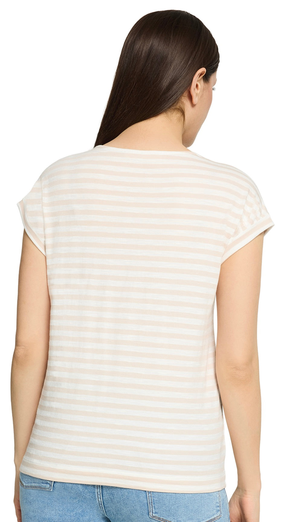 TEE-SHIRT MARINIERE EN COTON CREME BEIGE  BETTY AND CO 2411/3146