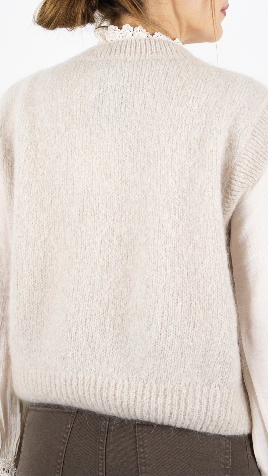 CARDIGAN ZIPPE EN MOHAIR NAIS 24144#COLOR_BEIGE
