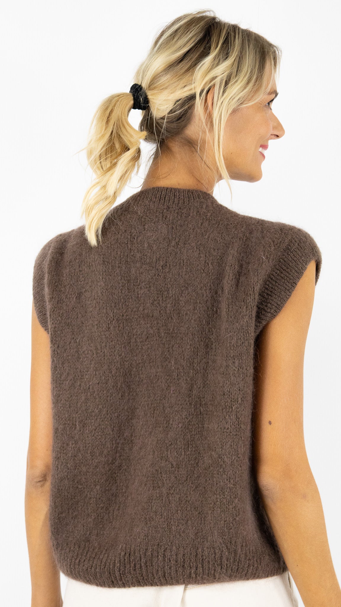 CARDIGAN ZIPPE EN MOHAIR NAIS 24144#COLOR_CHOCO