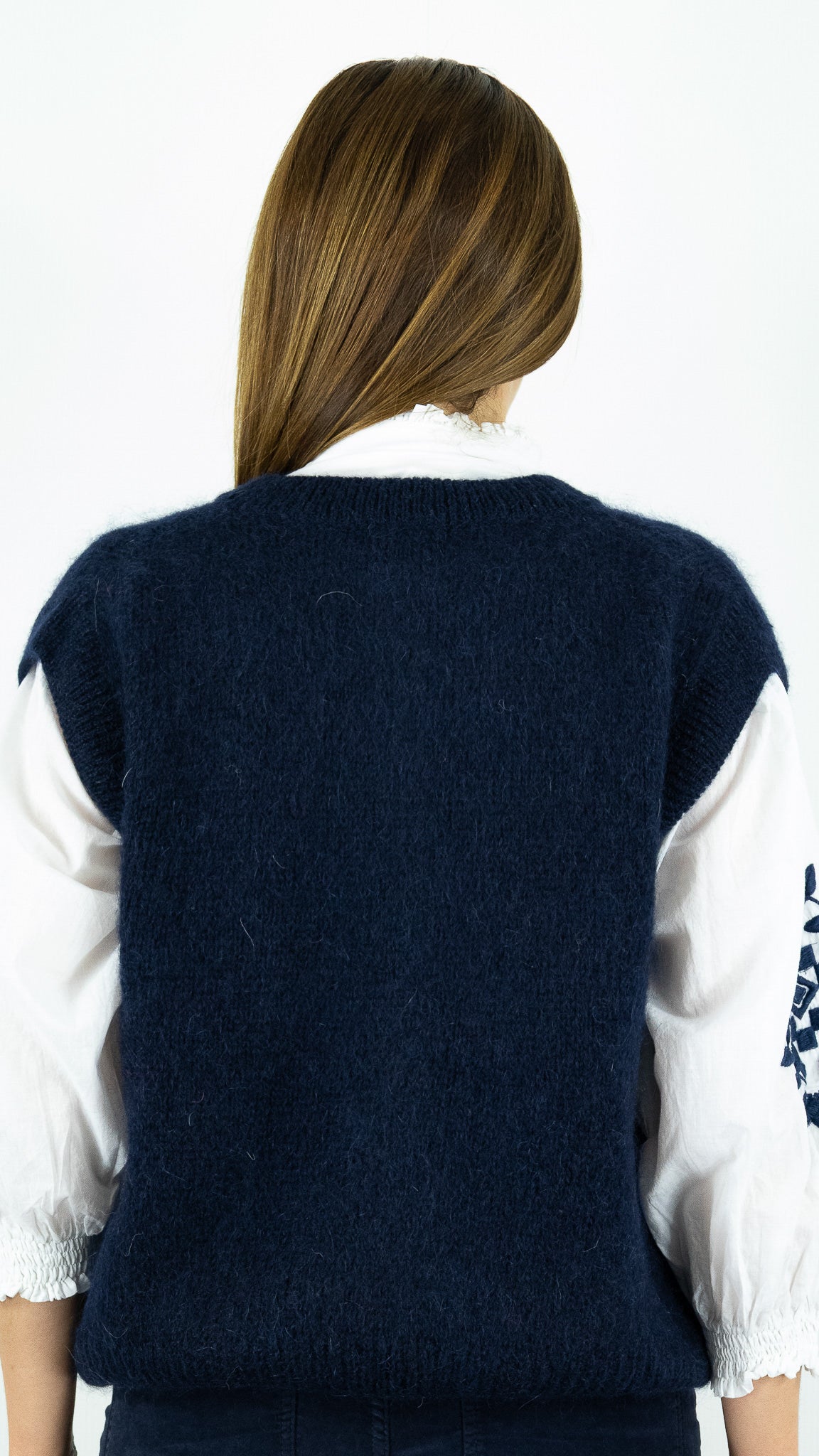 CARDIGAN ZIPPE EN MOHAIR NAIS 24144#COLOR_MARINE