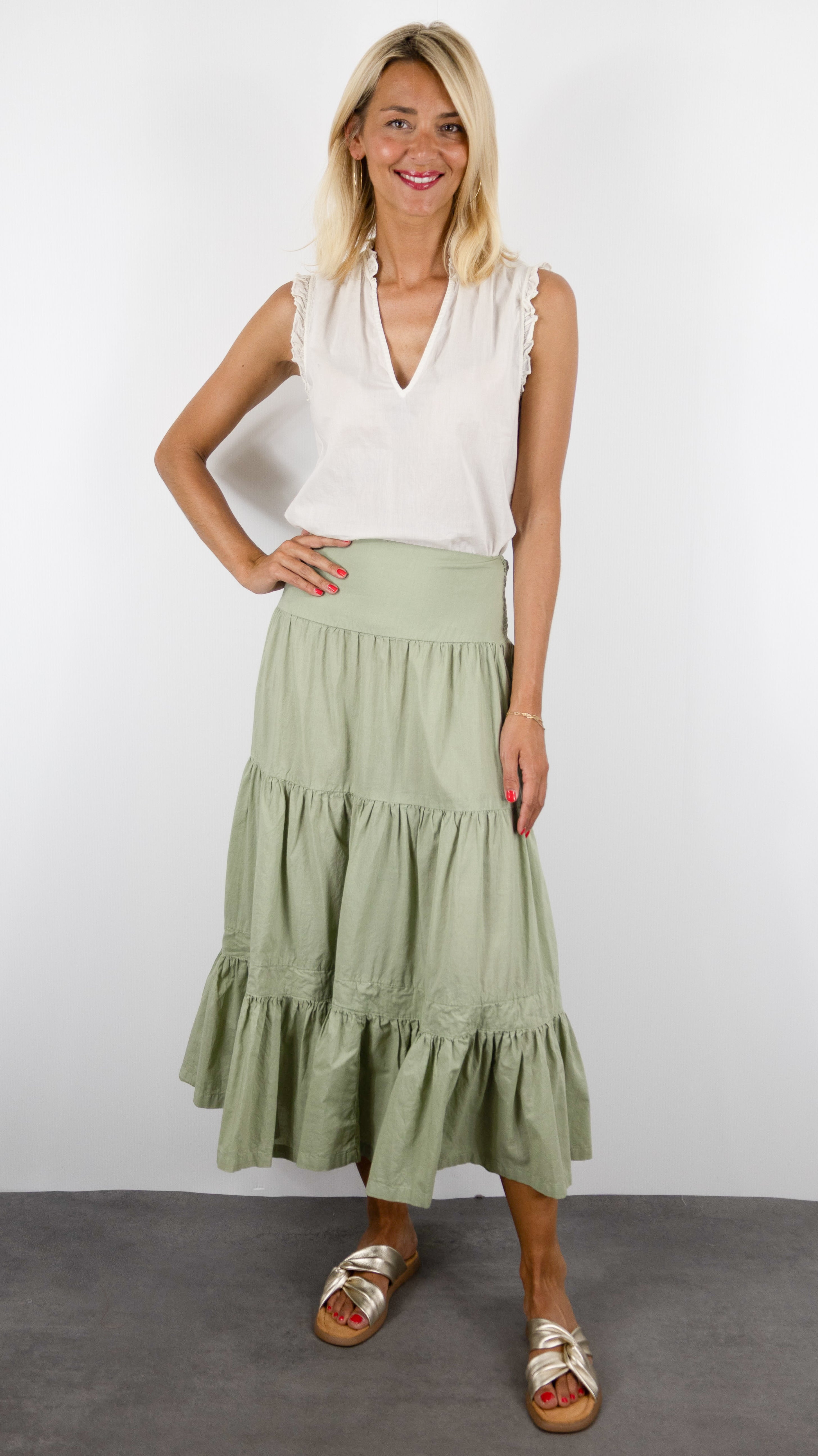 JUPE A VOLANTS EN COTON COLORES 2422.99#COLOR_2352/TEA