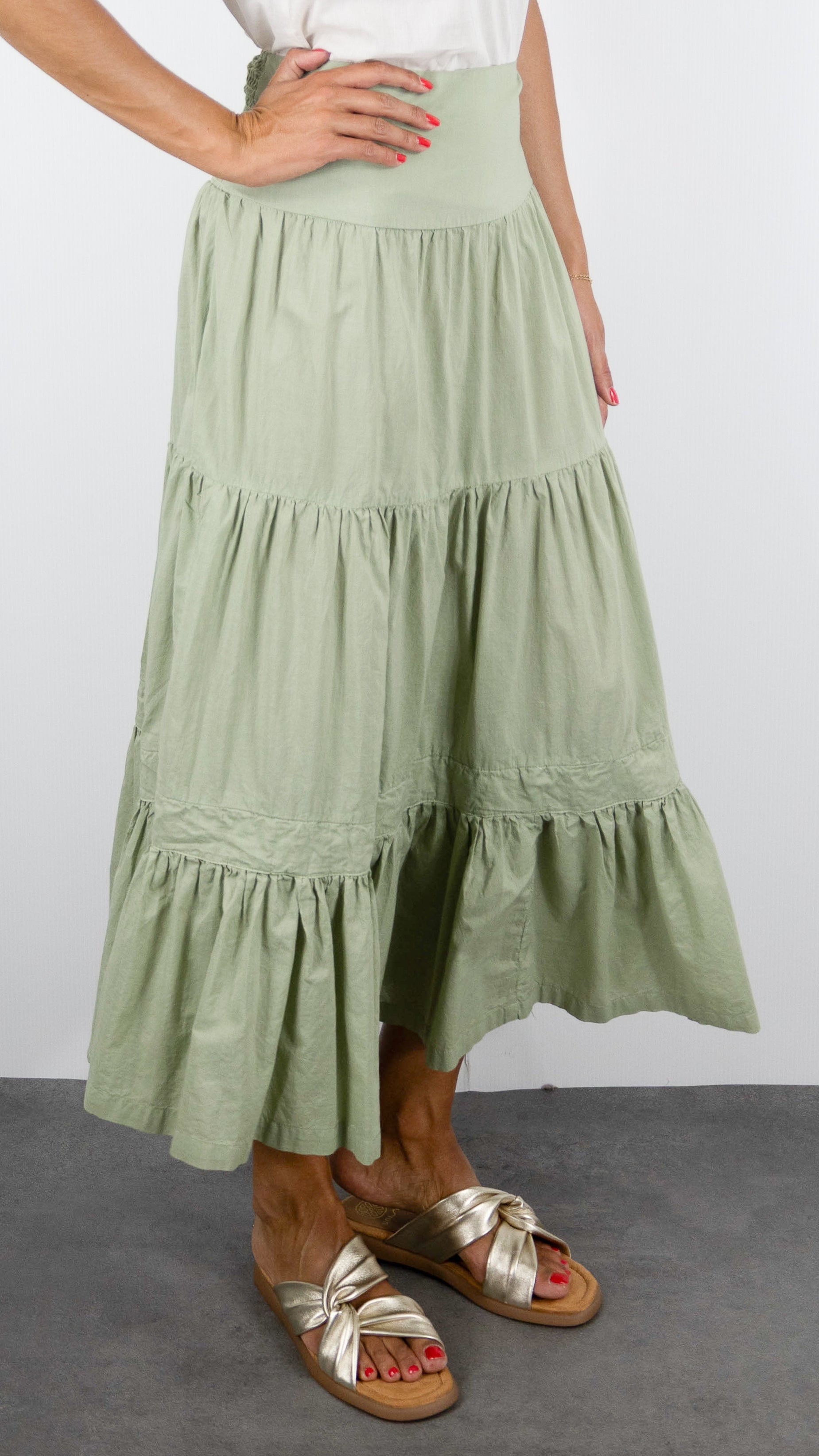 JUPE A VOLANTS EN COTON COLORES 2422.99#COLOR_2352/TEA