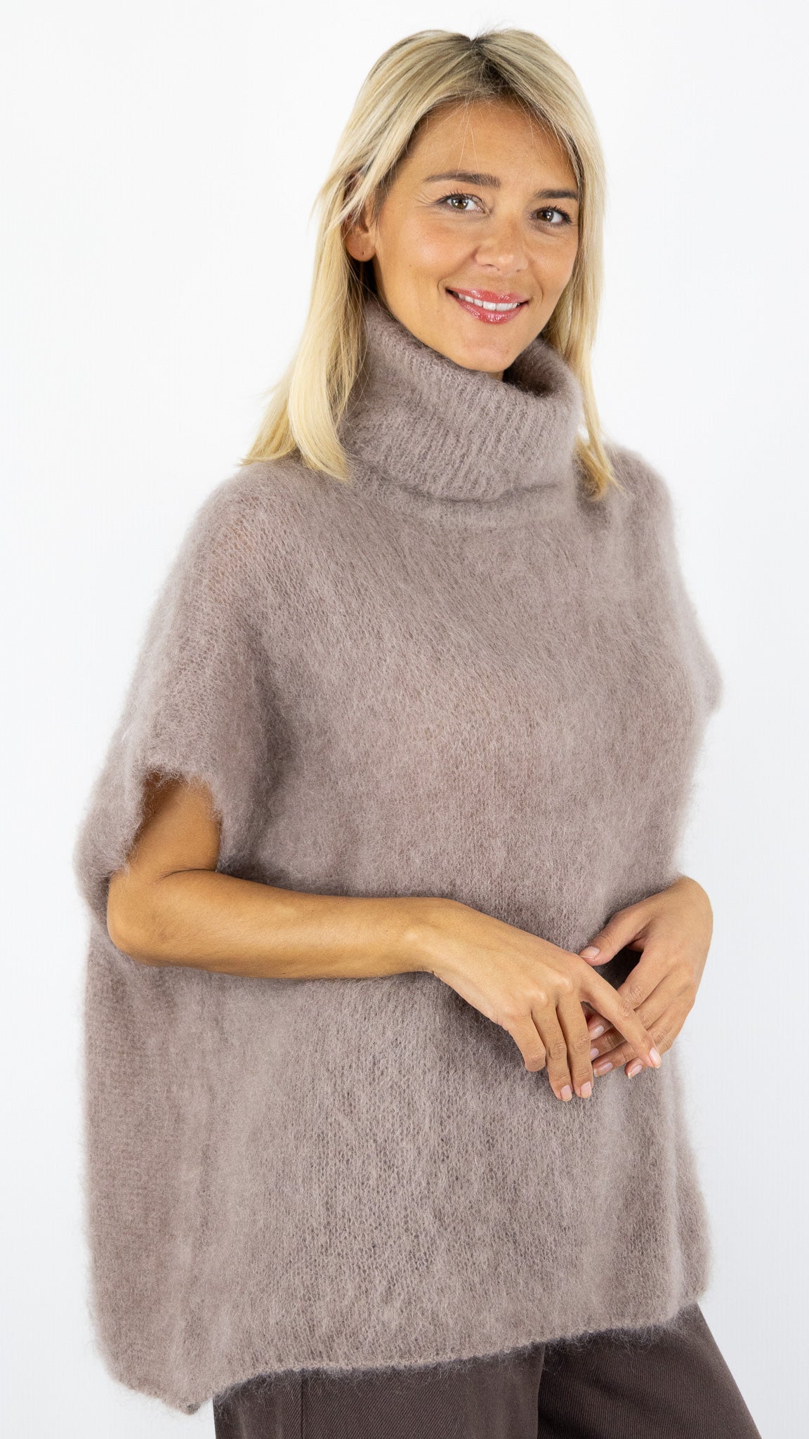 PULL COL ROULE SANS MANCHES AMPLE 24226 ANDROMEDE#color_TAUPE