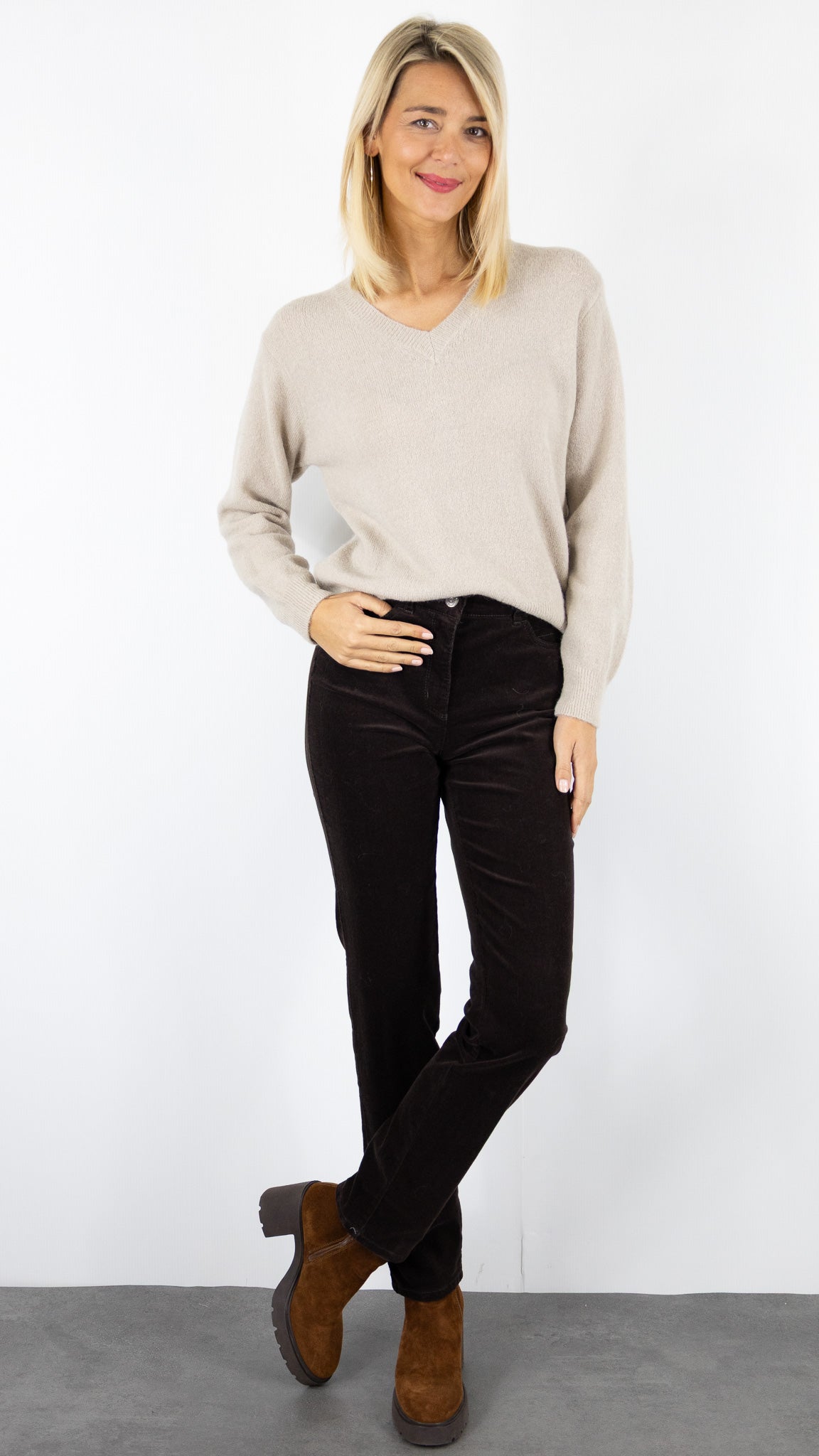 PULL DROIT EN BABY ALPAGA BEIGE POUR FEMME STUDIO PARISIEN 24613 