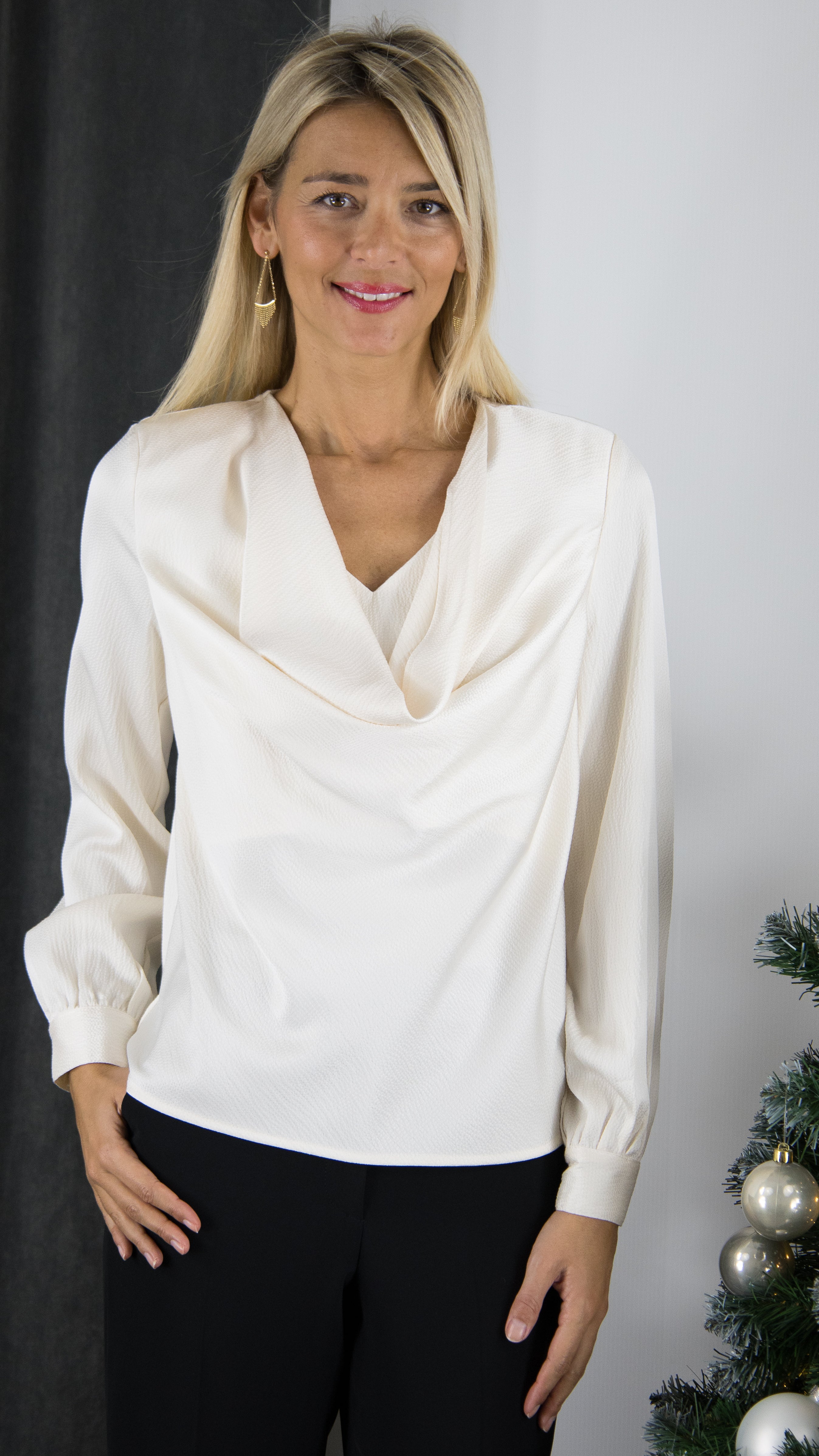 TOP COL TOMBANT BEIGE POUR FEMME ELLI WHITE 25030LT 