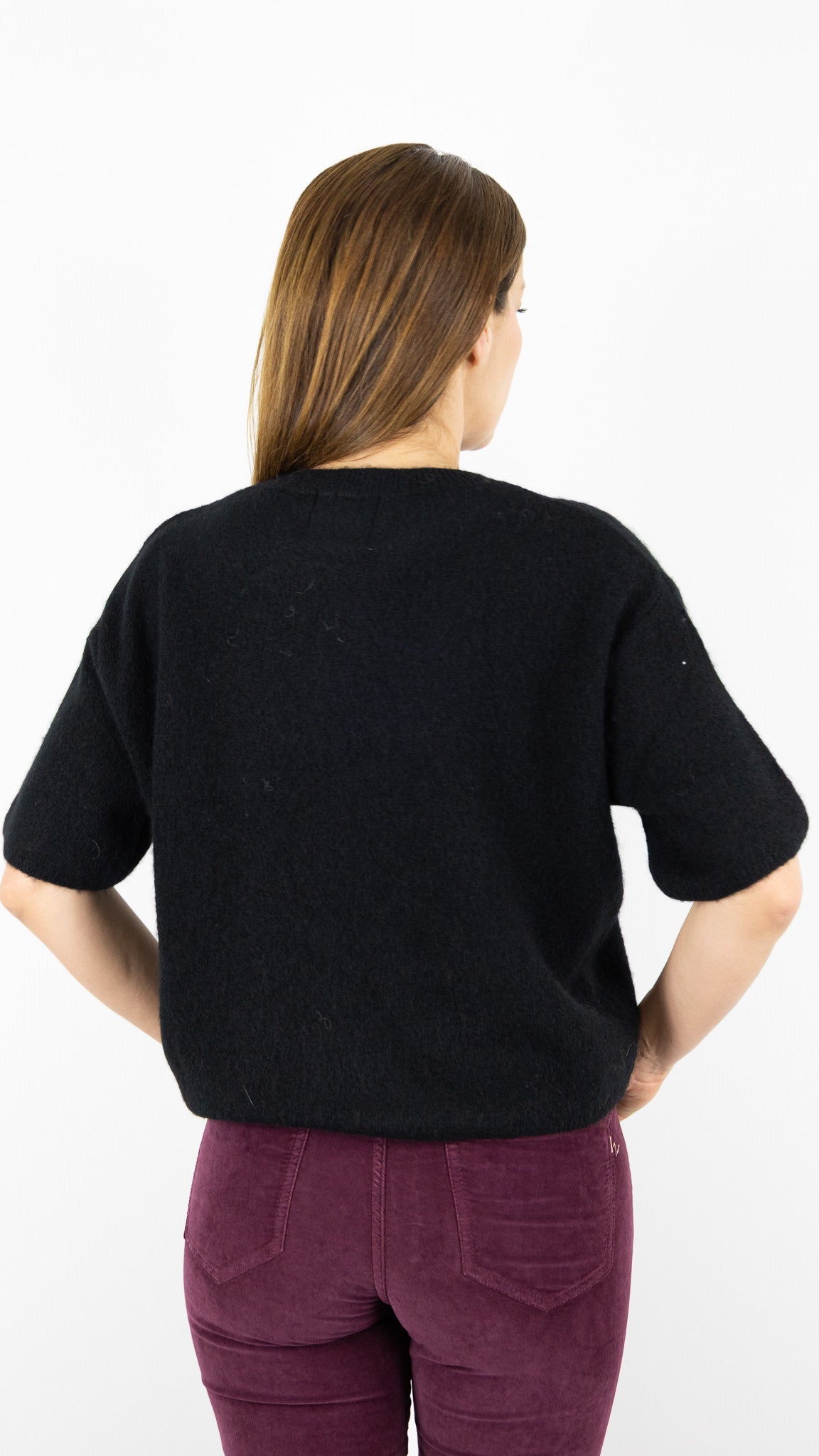 PULL COL ROND MANCHES COURTES STUDIO PARISIEN 25061#COLOR_NOIR