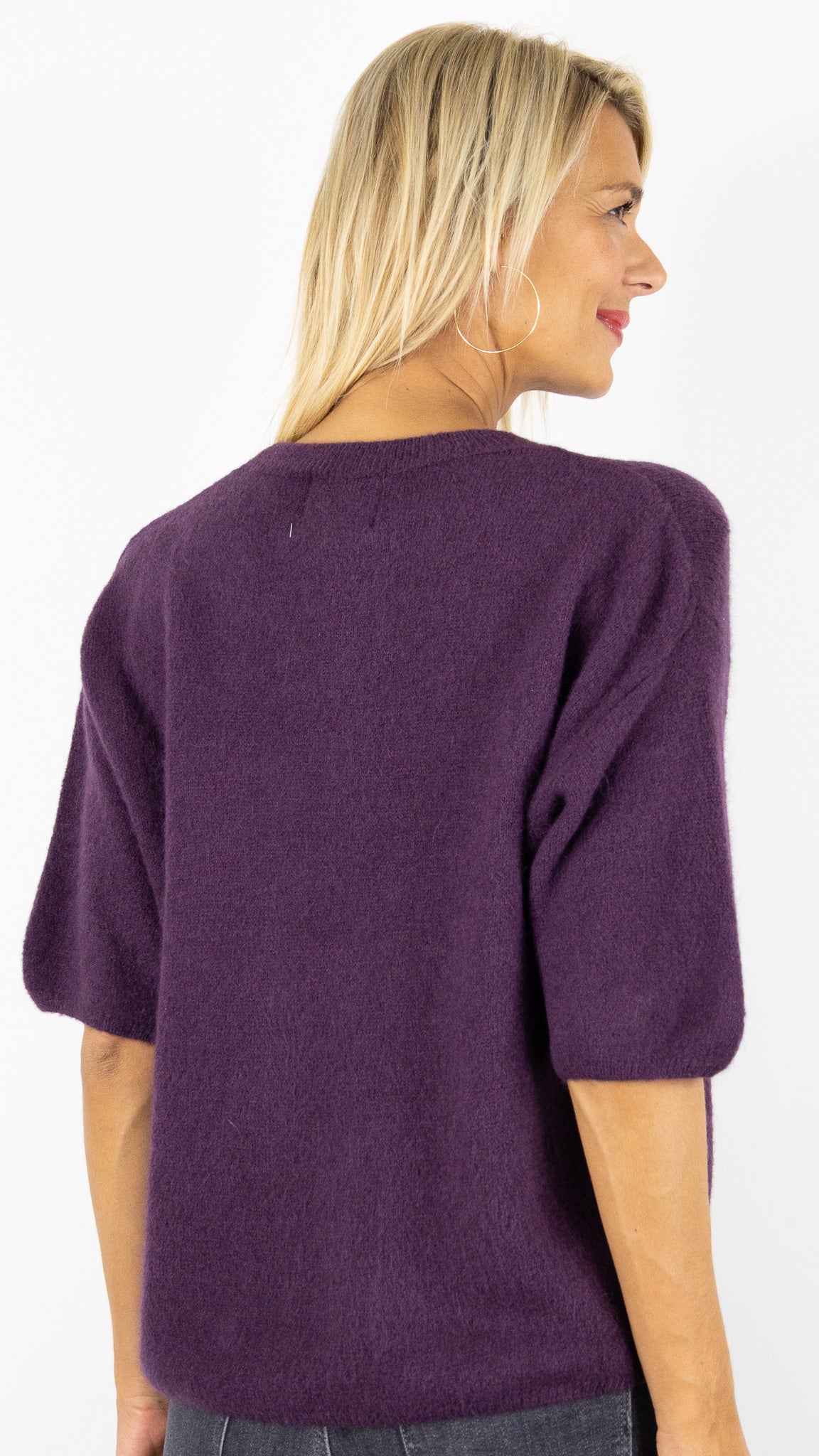 PULL COL ROND MANCHES COURTES STUDIO PARISIEN 25061#COLOR_PRUNE