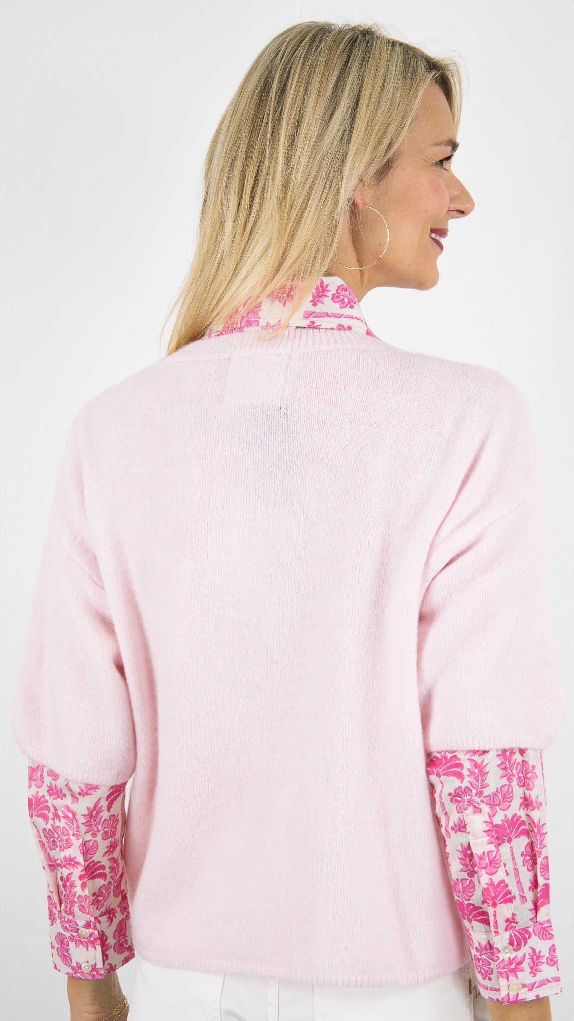 PULL COURT MANCHES 3/4 EN BABY ALPAGA POUR FEMME STUDIO PARISIEN 25061#COLOR_ROSE