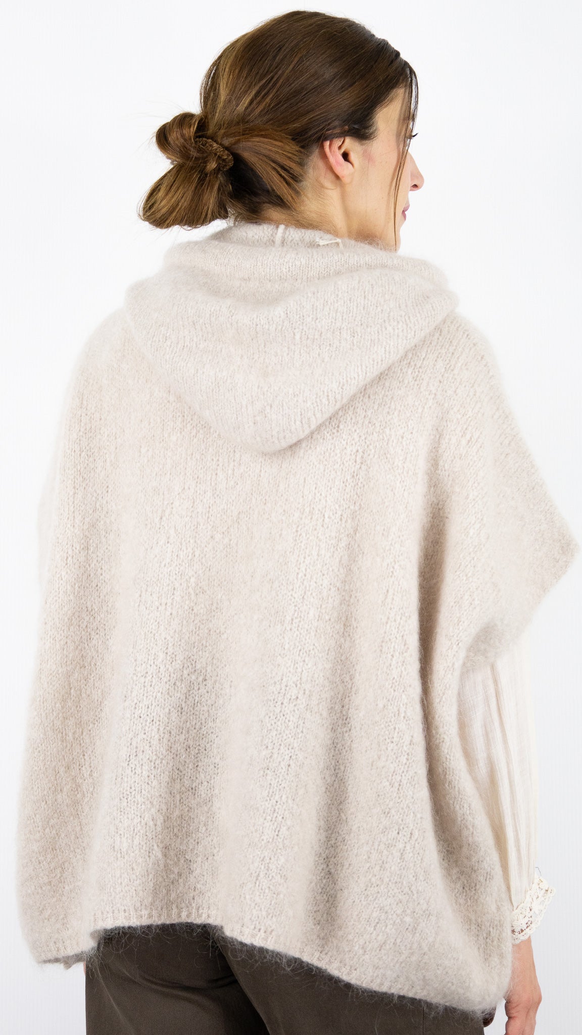 PULL MANCHES COURTES AMPLE A CAPUCHE NAIS 25083#COLOR_BEIGE