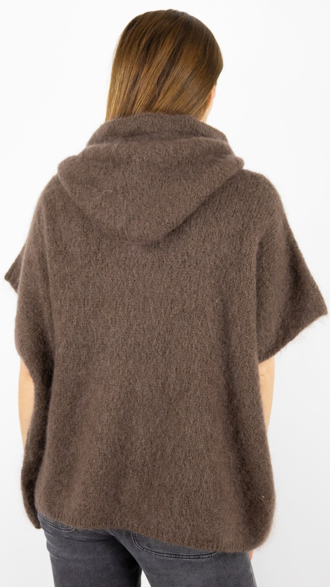 PULL MANCHES COURTES AMPLE A CAPUCHE NAIS 25083#COLOR_CHOCO